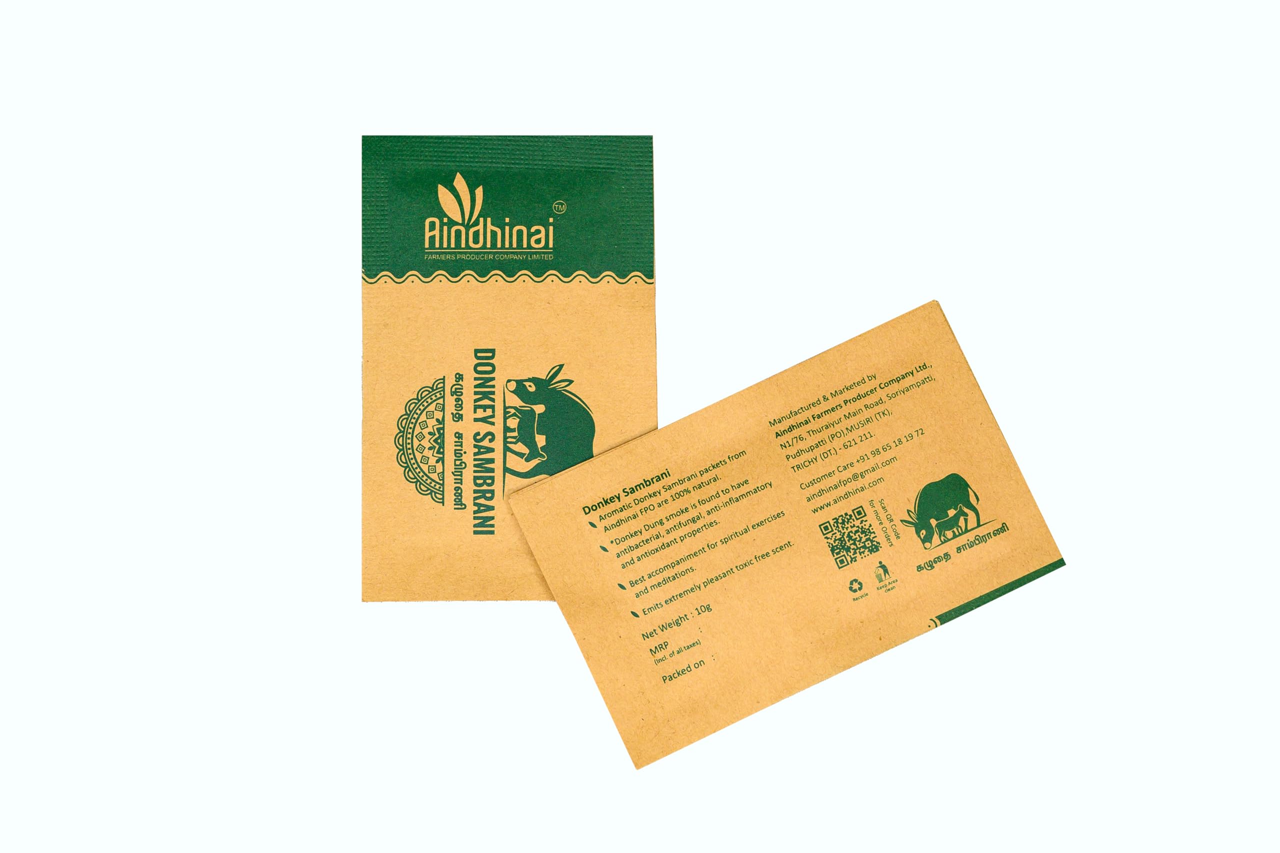 Aromatic Donkey Sambrani Powder | from Farm to Home by Aindhinai | Natural Scented Sambrani for Pooja, Meditation, Cleansing & Festivals – 10g Each, Pack of 10