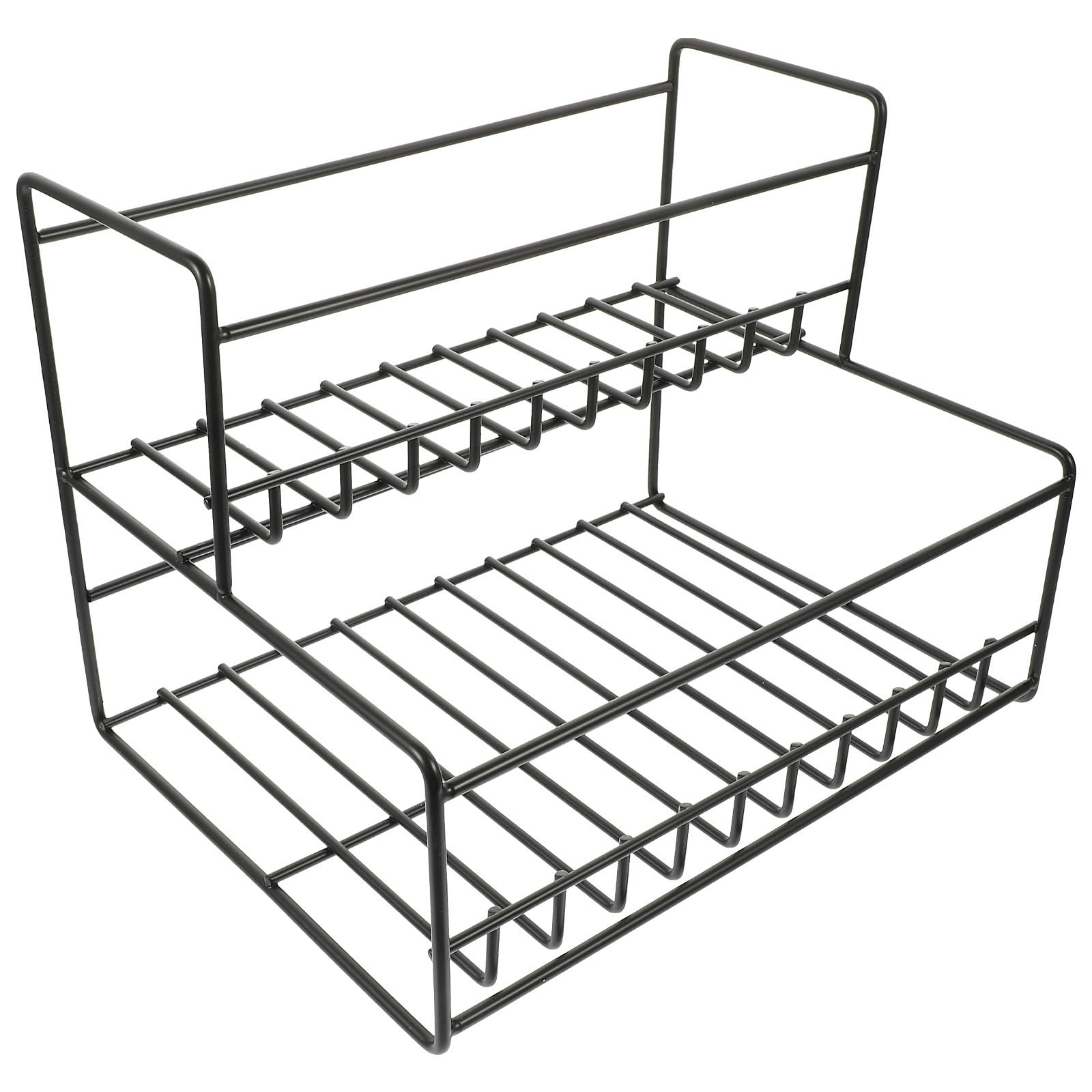 Mobestech Rack di Stoccaggio per Sciroppi a Due Livelli in Ferro Nero