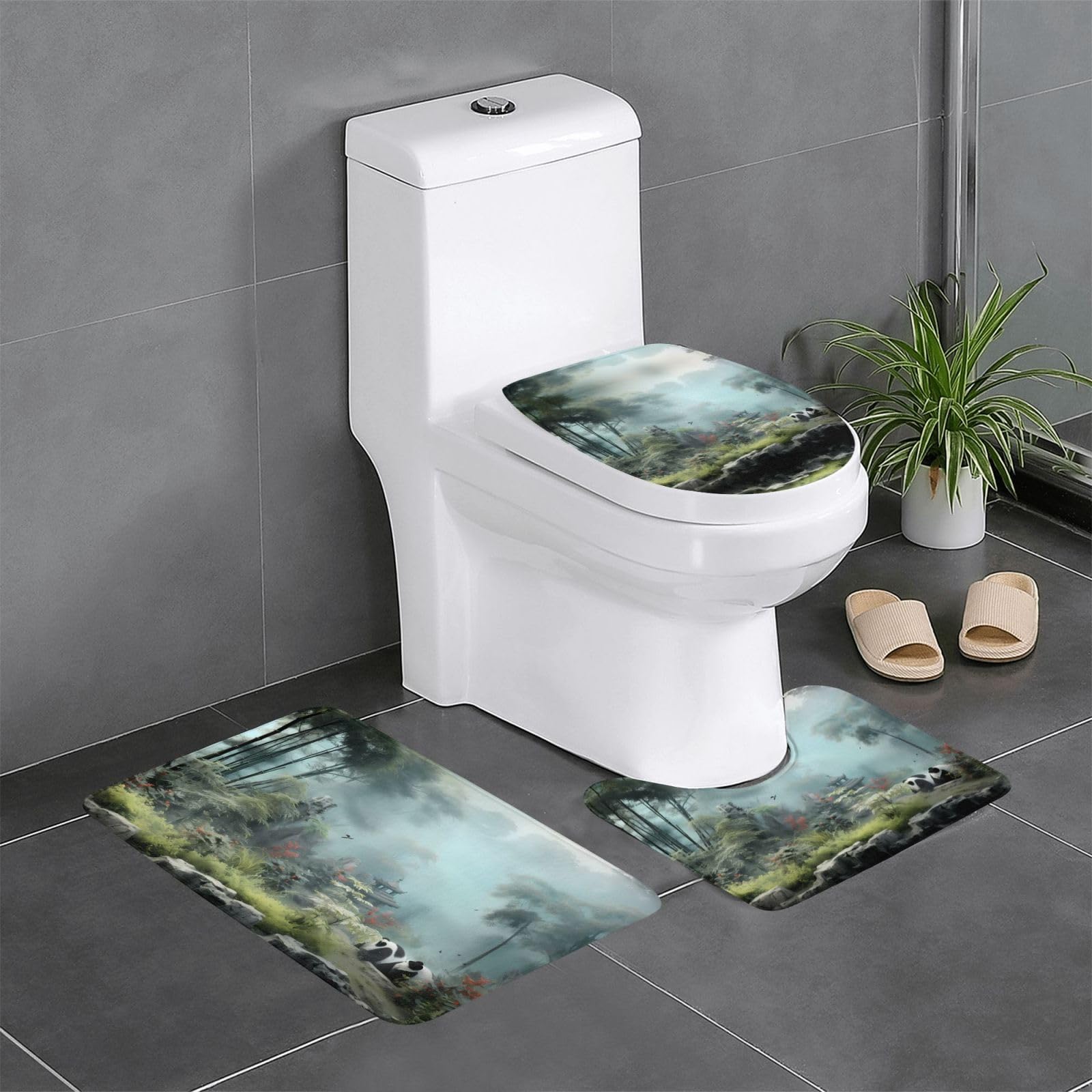 Tapis de sol panda WHJSSF lot de 3 pour salle de bain 61x40 cm