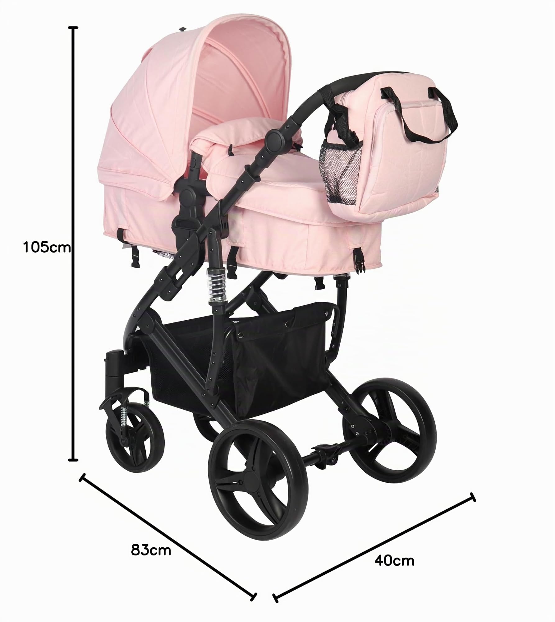 TORAL Carrito Bebe 2 en 1 - Cochecito Bebe Convertible y Versátil con Accesorios, Carro Bebe 2 Piezas, Elegante y Práctico Coche para Bebé, Ideal para Viajes y Paseos Urbanos. Modelo Corinto Rosa