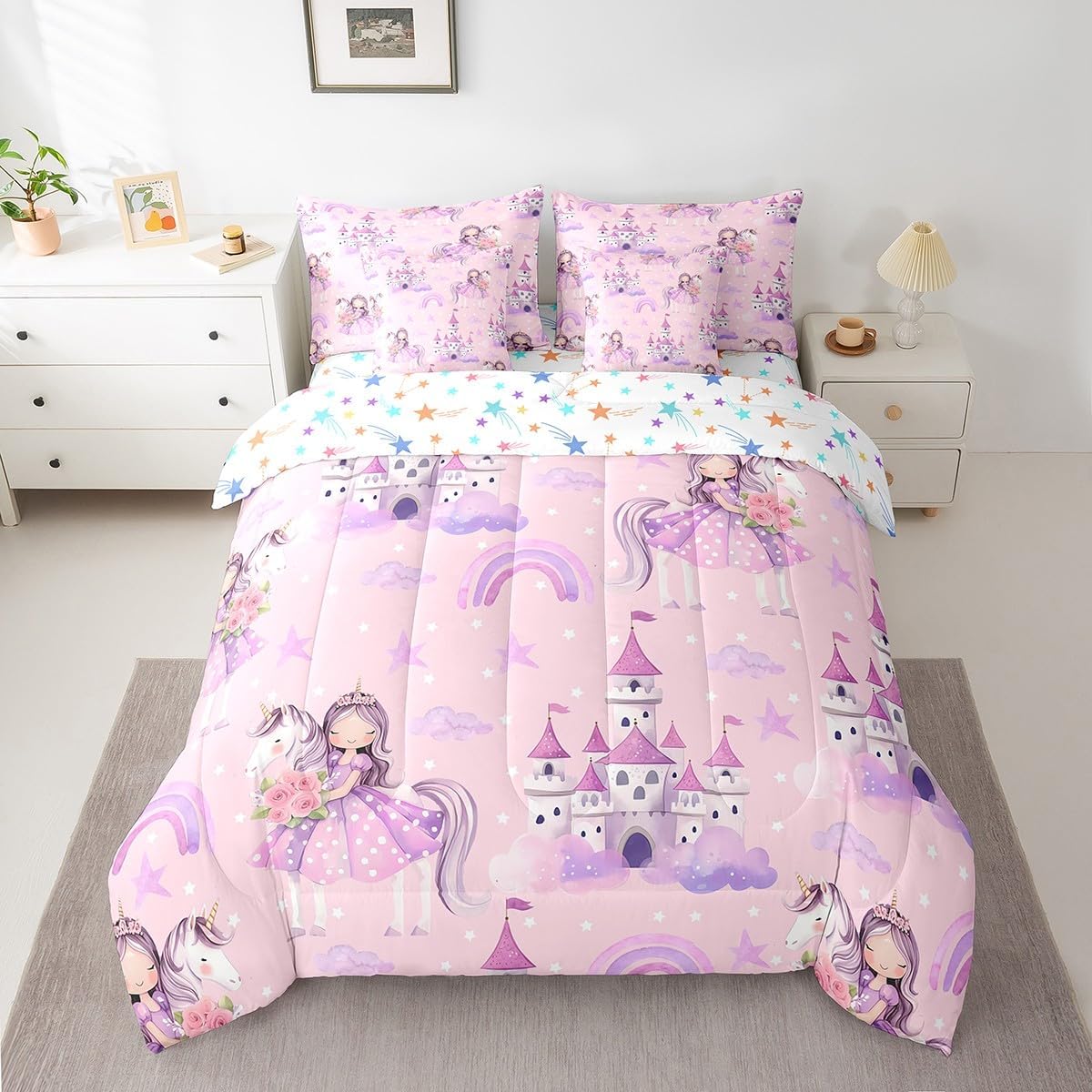 Feelyou Deer Hunting 7 Pieces Comforter Sets Queen Size Kids Wild Deer Bedding Set for All Season for Boys Teens Antlers Bed in a Bag with Comforter, Sheets, Pillowcases & Cushion Cover