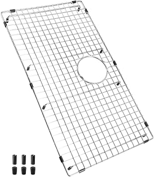 27-9/16" x 14-9/16" Sink Bottom Grid with Sink Protector, Rear Drain with Corner Radius 3/16"