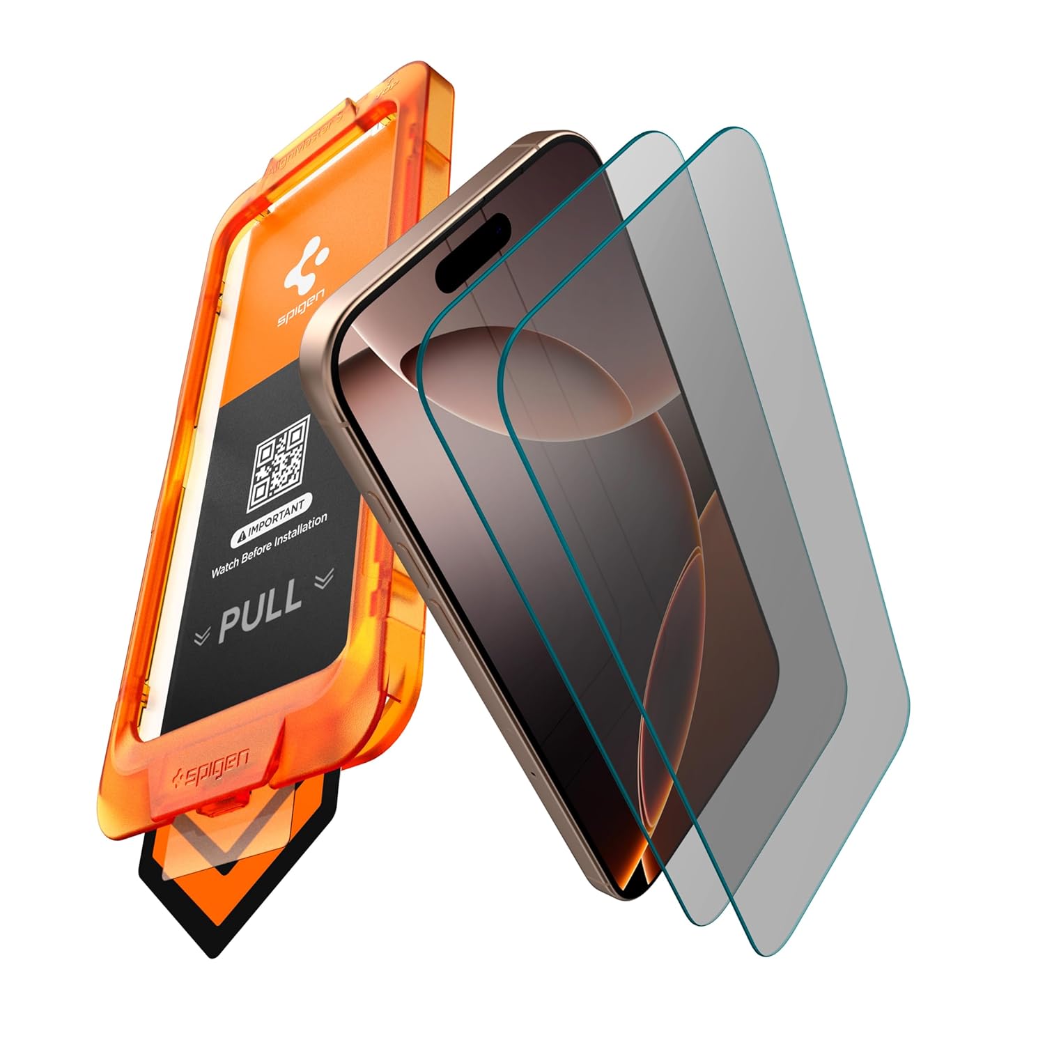 Spigen AlignMaster S [Privacy] Tempered Glass Screen Guard for iPhone 16 Plus / 15 Plus [2 Pack]