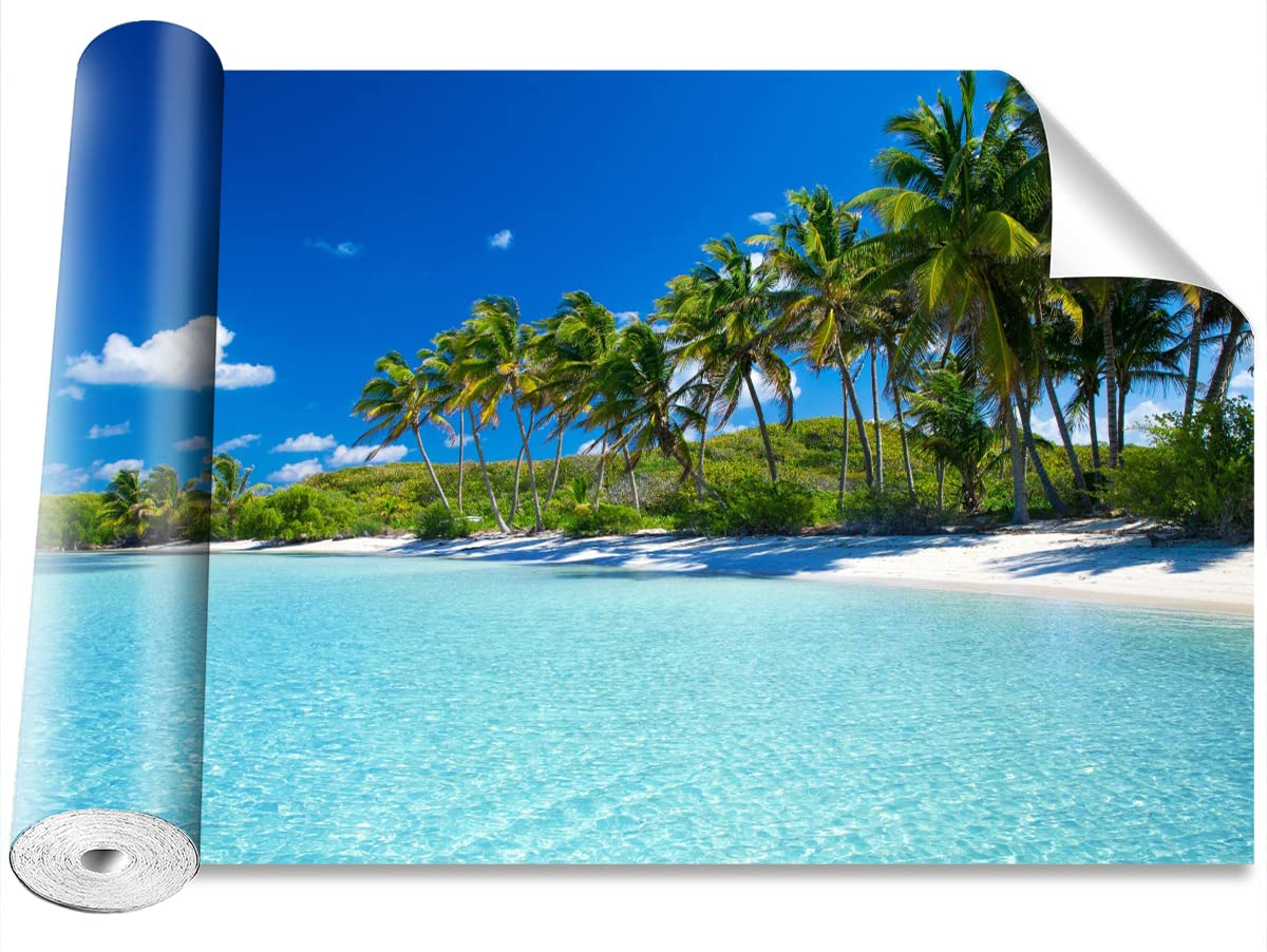 Papier peint auto-adhésif 250x104cm Tulup avec décor de plage de palmiers pour mur