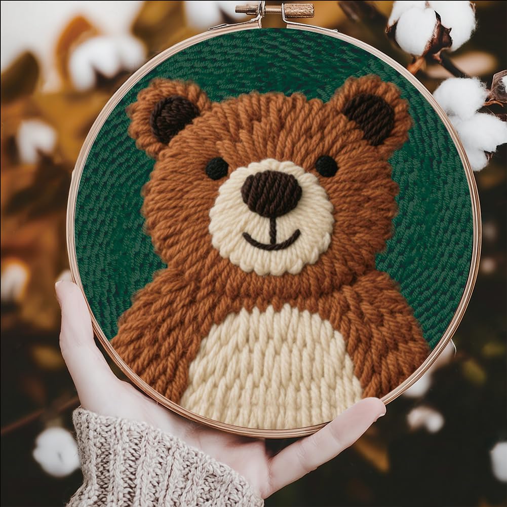FREEBLOSS Kit fai da te Punch Needle per principianti, per cartoni animati, con pneumatici e istruzioni per il ricamo per adulti, regalo e decorazione