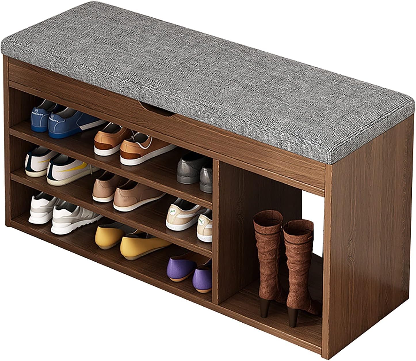 Meuble à chaussures avec banc rembourré et étagère de rangement pour entrée à 5 couleurs