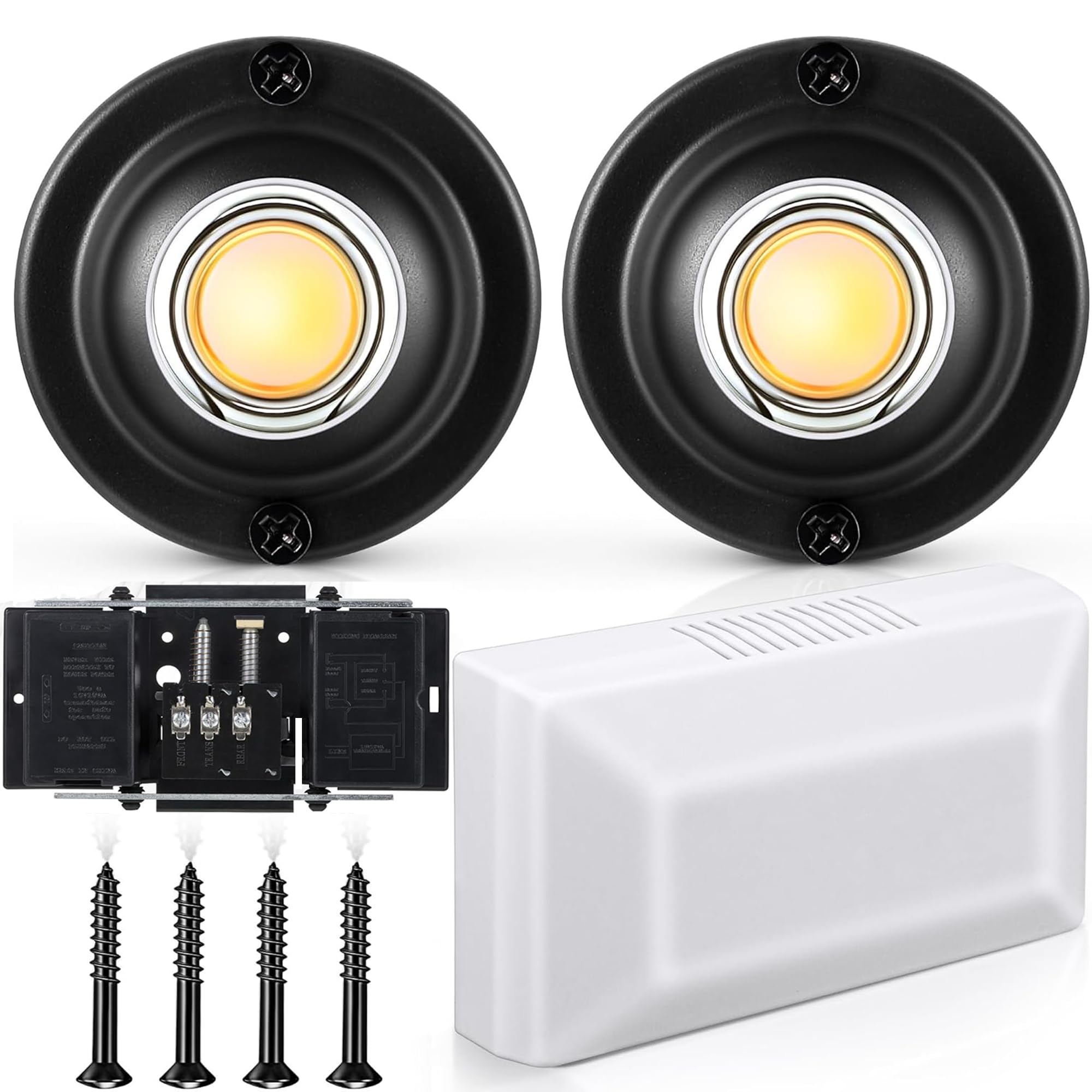 Kit de timbre con cable Saillong y 2 botones iluminados de 16V para puerta delantera y trasera