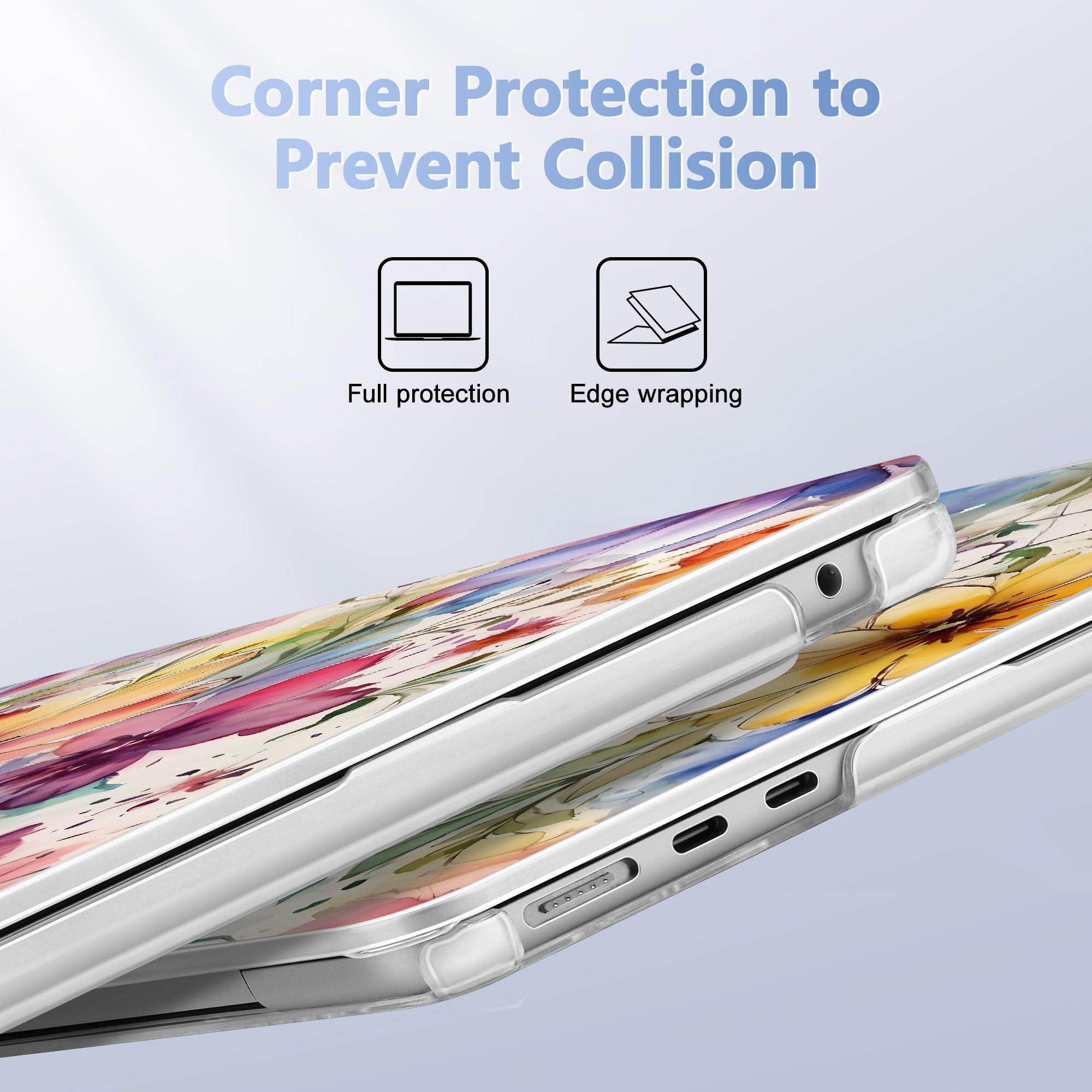 May Chen M4 Custodia per MacBook Air da 15 pollici compatibile con display e touch ID retina liquida, custodia rigida in plastica - fiori astratti