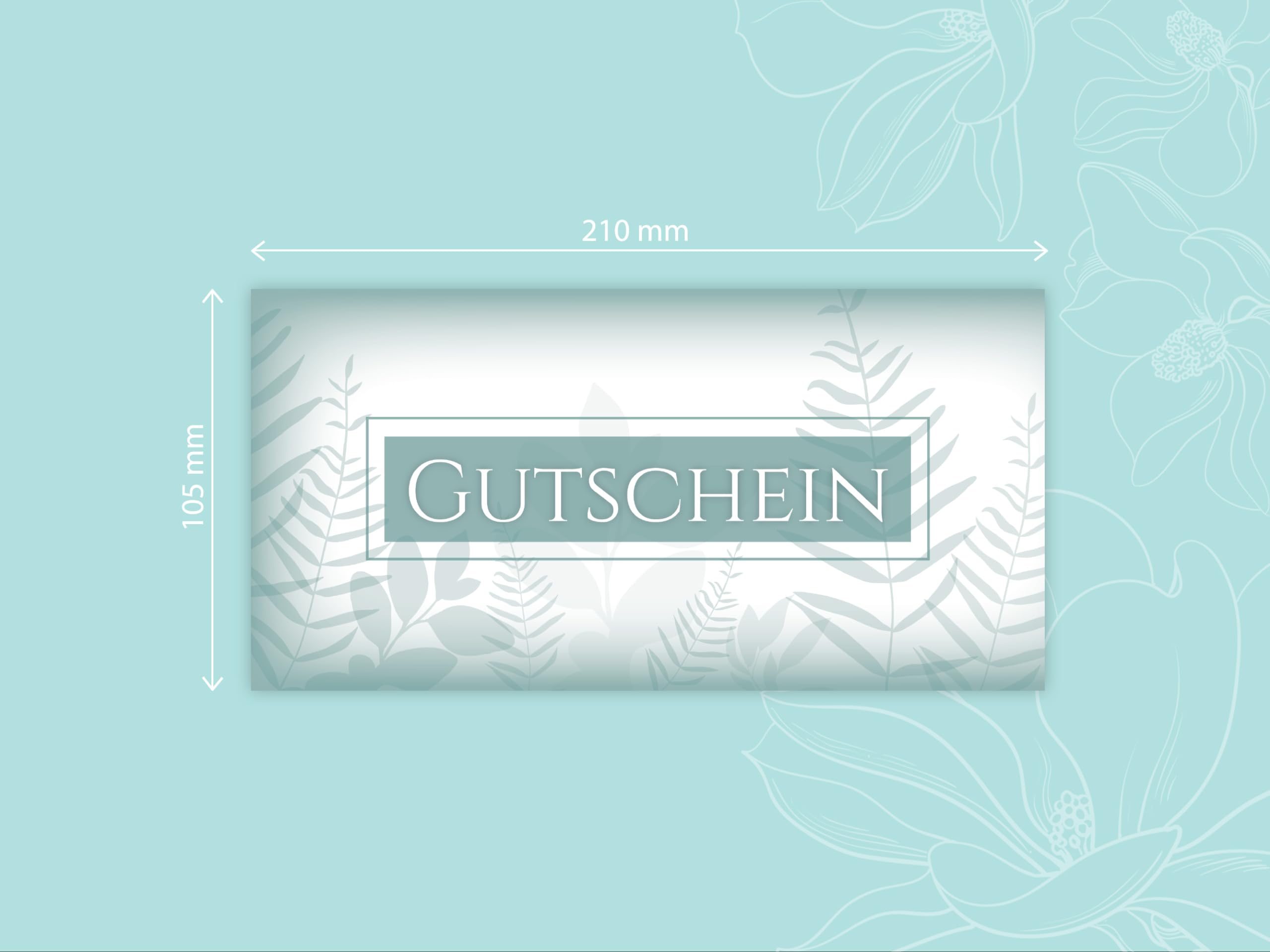 250 Gutscheine DIN lang (21x10,5 cm)+ 250 Kuverts DIN lang (22x11 cm) Natur Grün Eukalyptus Blättern Gutscheine zum Ausfüllen Gutschein Geschenk Karte für Massage Wellness Kosmetik Nagelstudio Beauty