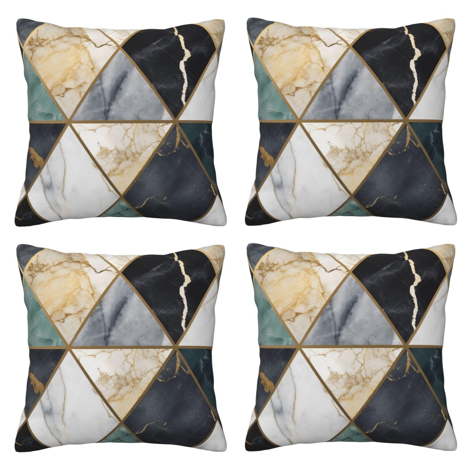 Geometric Marble Throw Pillow Cases 4 Pack Square Pillowcases Super Soft Pillow Protectors With Zipper for Couch Livingroom Sofa Bed Office Car,30x30 CM