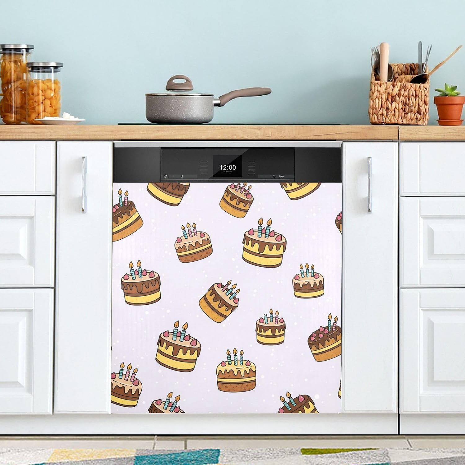 QUGRL Bananas Dripping Orange Sauce Dishwasher Magnet Cover Front Door Decorative Refrigerator Covers Magnetic Sheet Sticker Wash Machine Fridge Panel Decal for Kitchen Appliance 23x26 in