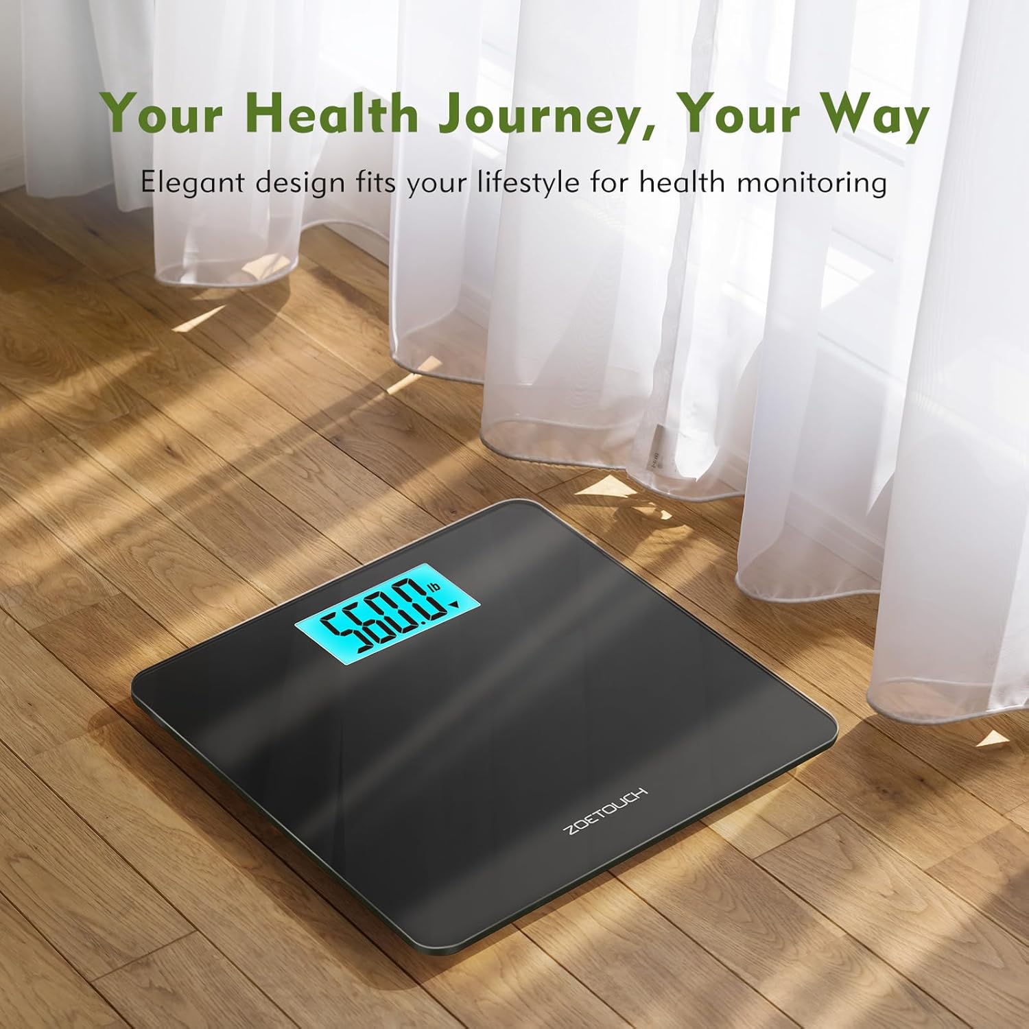 560lbs Bathroom Scale for Body Weight Over 500 lbs, Accurate Digital Weighing Machine with Wide Platform 12.2" x 12.9", Large Backlit LCD Display,High Capacity for Heavy Duty Seniors - Image 3
