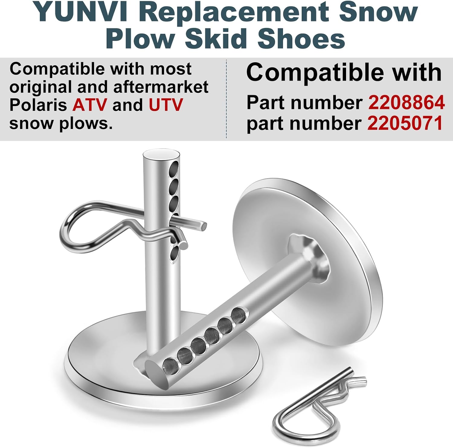 2-Pack Replacement Snow Plow Skid Shoes,Quick Release Adjustable Pin Lock Plow Skid Feet Replacement Compatible with 2014-2020 Polaris RZR 2205071 2208864