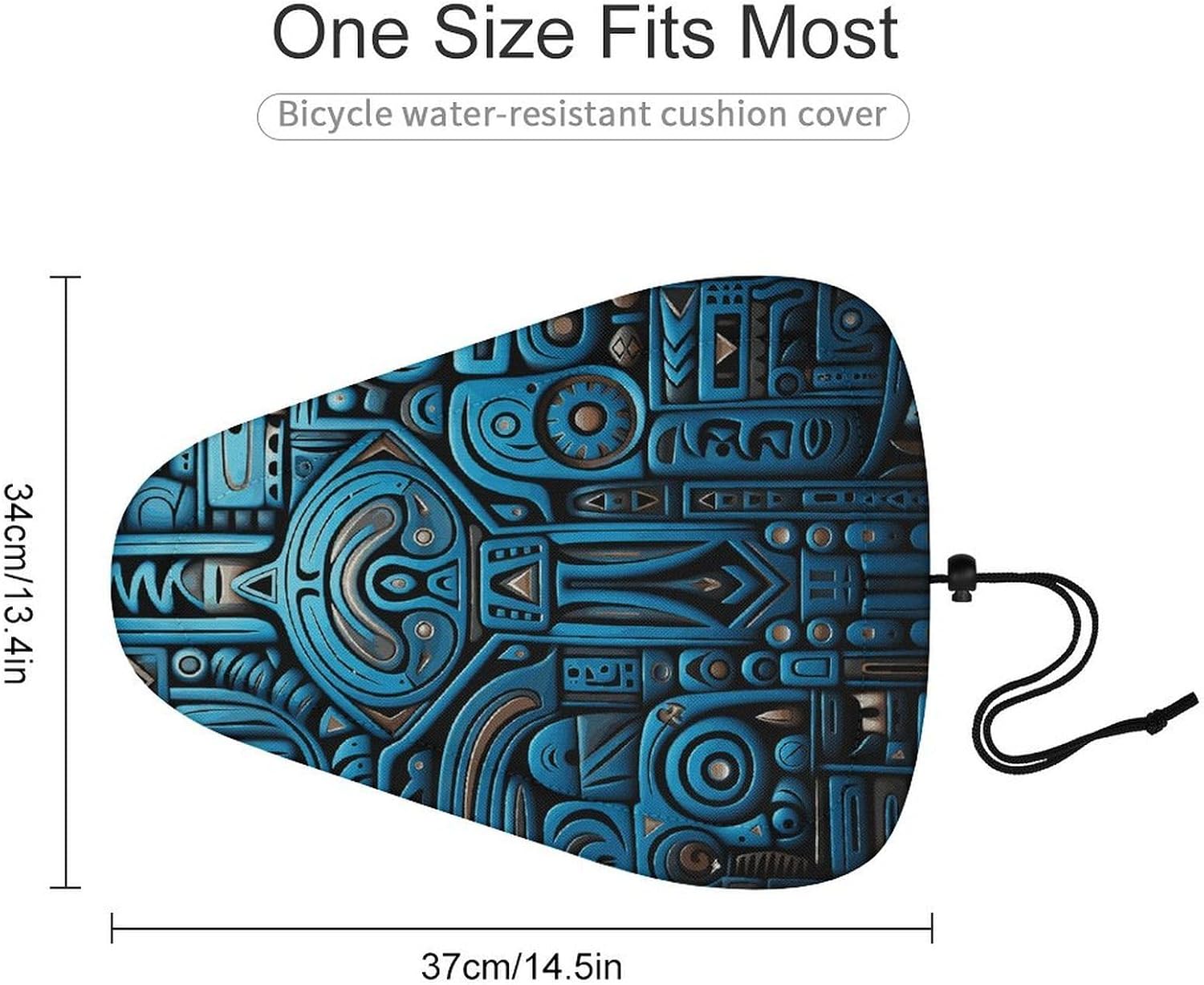 Blue And Black Tribal Pattern Waterproof Bike Seat Cover with Drawstring image 2