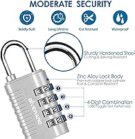 Vista 3 de Paquete de 4 cerraduras de combinación, candado de 4 dígitos sin llave, cerraduras de equipaje de metal reiniciables, cerradura de viaje de aleación