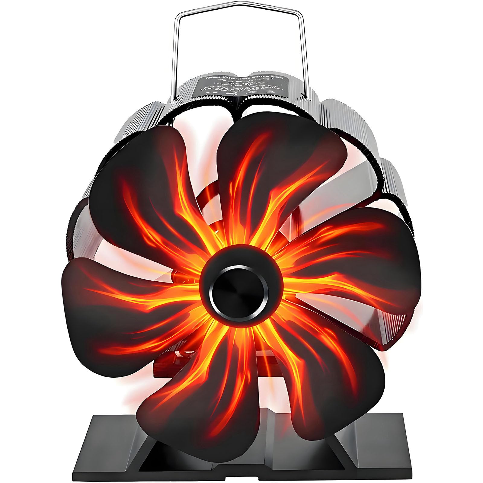 Ventilatore per Stufa a Legna, Ventilatori per Stufa Alimentati a Calore a 6 Pale, Funzionamento Silenzioso, con Termometro di Promemoria della Temperatura, per Camino, Legna, Bruciatore di Ceppi