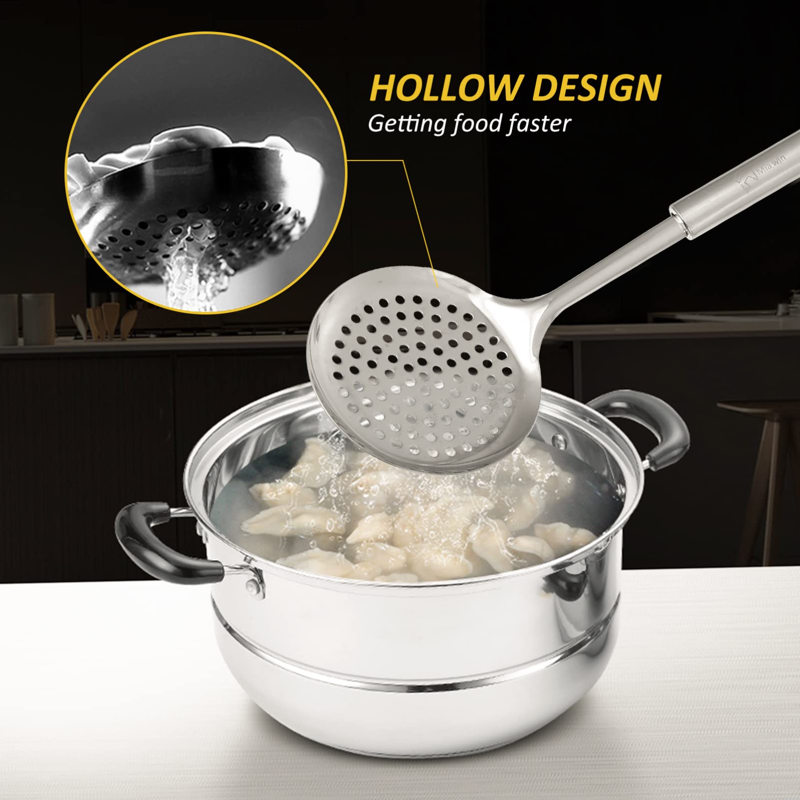 1 Set 5-tlg. Edelstahl-Utensilien aus Stahl für Zuhause, Küche, Wender, Skimmer mit silbernem Spatel, Utensilien zum Frittieren mit Schlitzen, zum Backen von Kochgeschirr, Hitze-Gadgets, Seifenschau