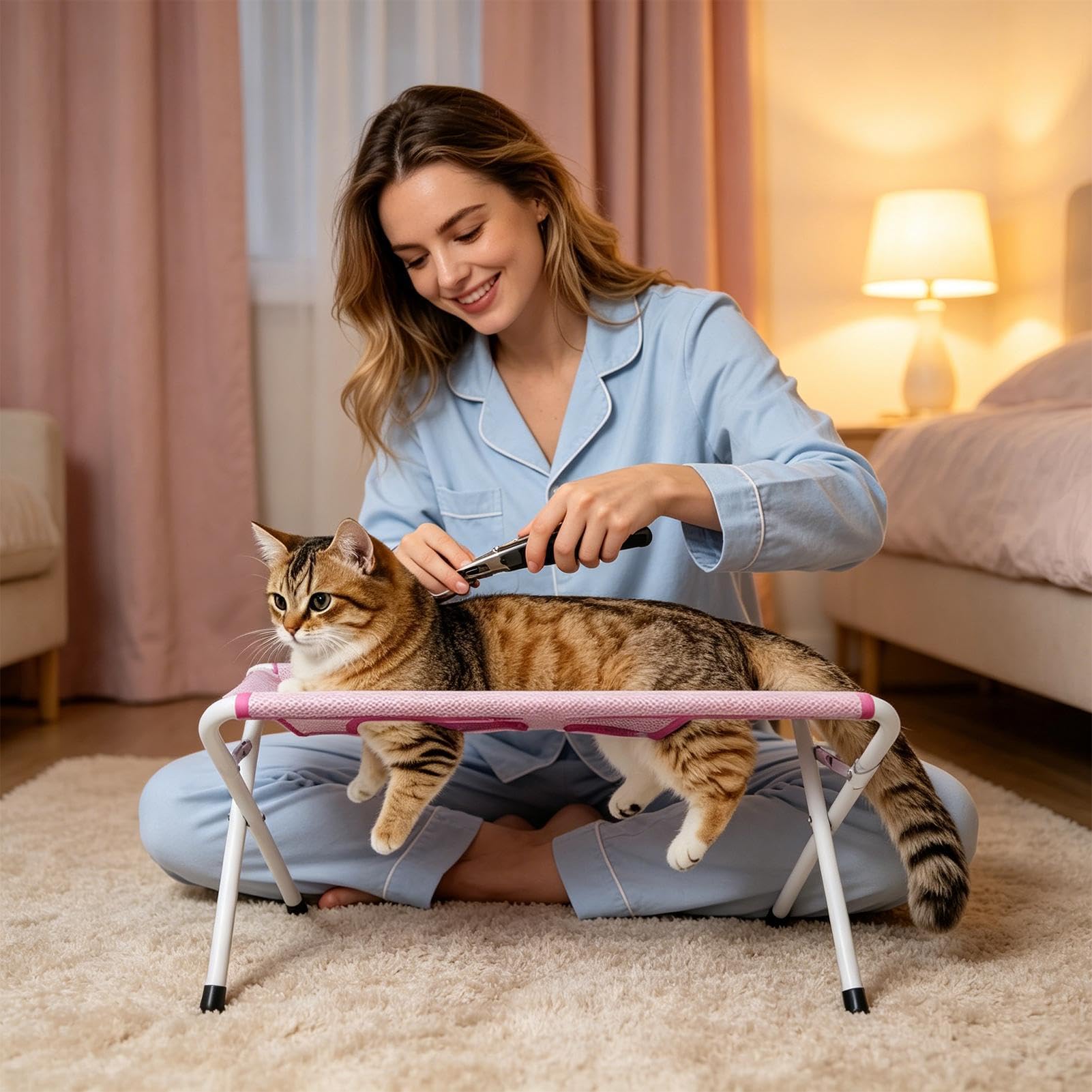 Hamaca de Aseo para Gatos Mesa Transpirable De 8 Orificios | Arnés hamaca para corte de uñas de gato en mascotas pequeñas y medianas, baño en casa, corte de pelo, uñas y cuidado