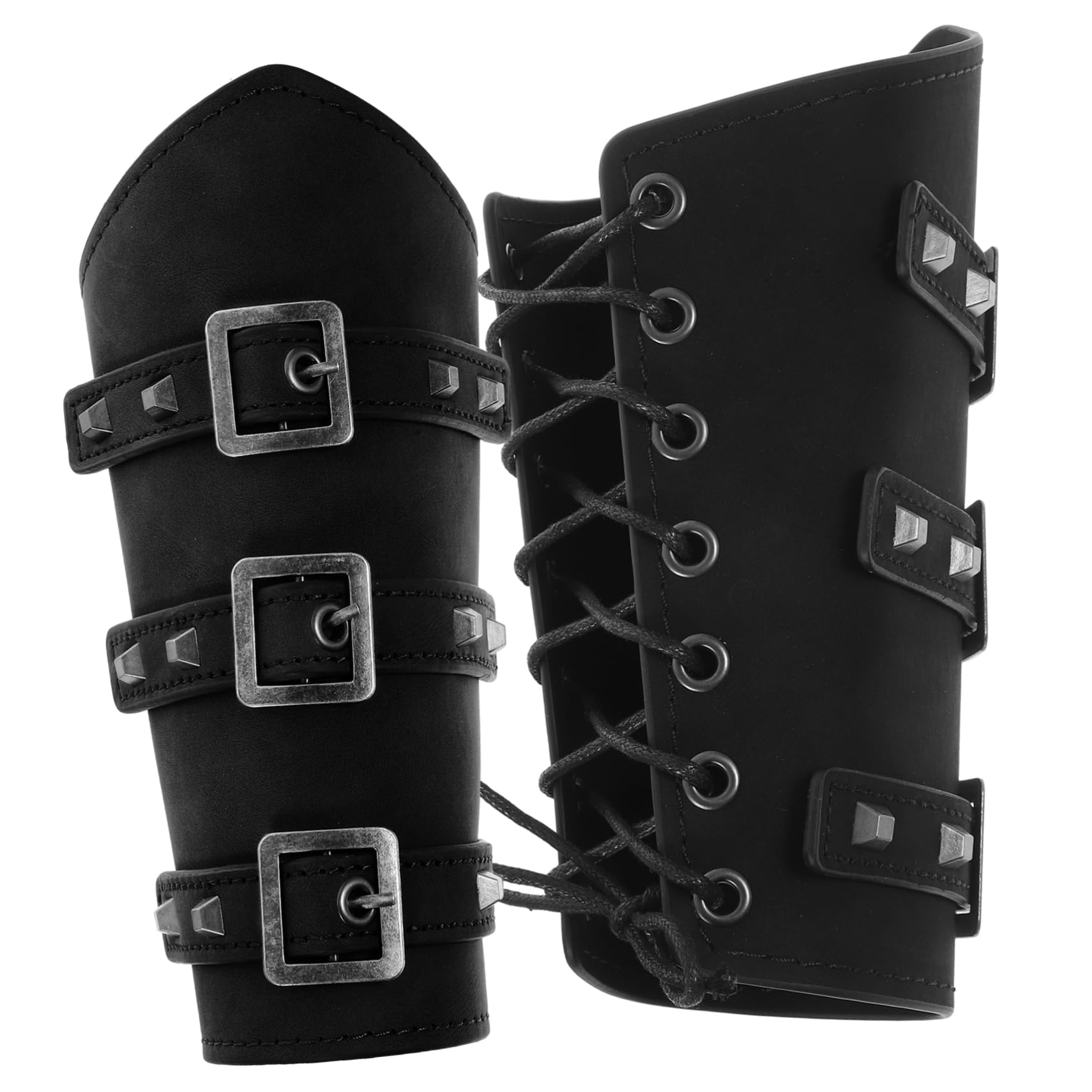Sosoport1 Pair Wristbands Halloween Medieval Wristband Medieval Wrist Band Cosplay Wrist Band Cosplay Wristband Halloween Prop Halloween Medieval Arm Guard Bracers Man Pu Riding