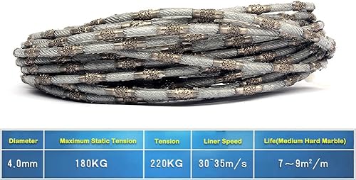 Miniatura 5 de Sierra de alambre de diamante Sierra de cuerda de minería de 0.157 in súper delgada para cortar piedra de hormigón de jade de mármol de granito,