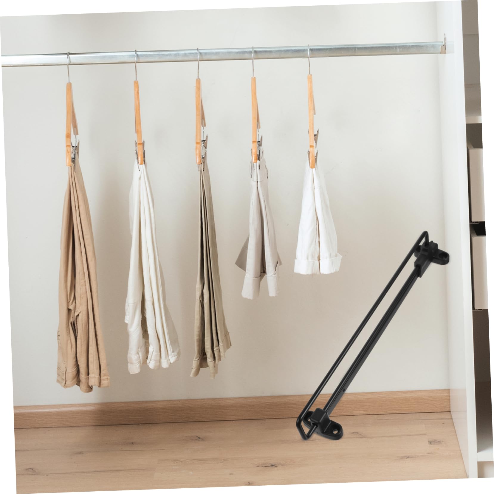 MUSISALY Clothes Rail Retractable Closet Rod Extendable Pull Out Closet Rod Closet Pants Hanger Sliding Wardrobe Closet Rod Extending Closet Rod Valet Rods for Pull Hanger Rod Plastic Black