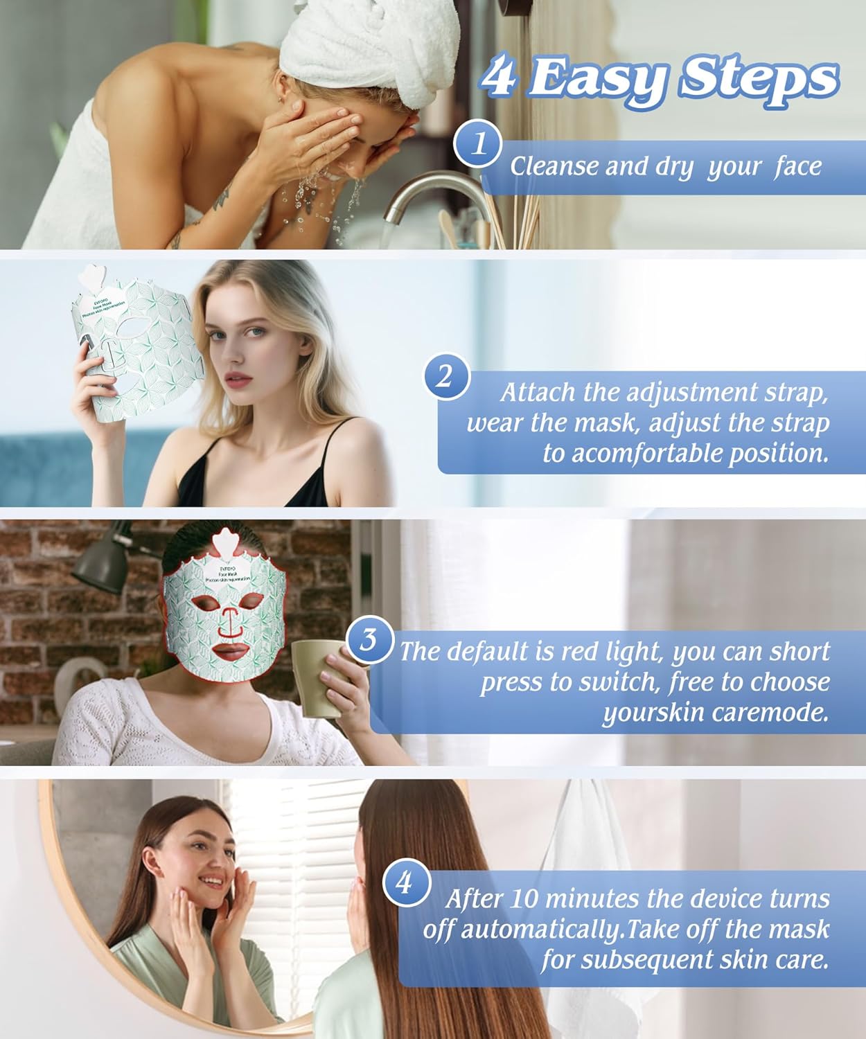 7-Color LED Light Therapy Mask, Wireless Green Silicone Face Mask for Red Light Therapy, Infrared, Blue Light, and Skin Rejuvenation, Adjustable Brightness & Skin Treatment, Green