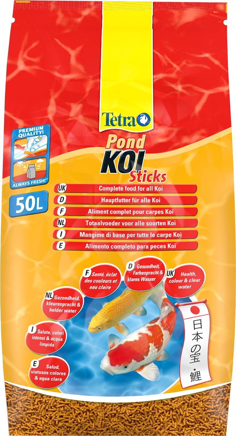 Tetra Pond Koi Sticks Hauptfutter (in Form hochwertiger, schwimmfähiger Futtersticks speziell für Koi entwickelt), 50 liters Beutel