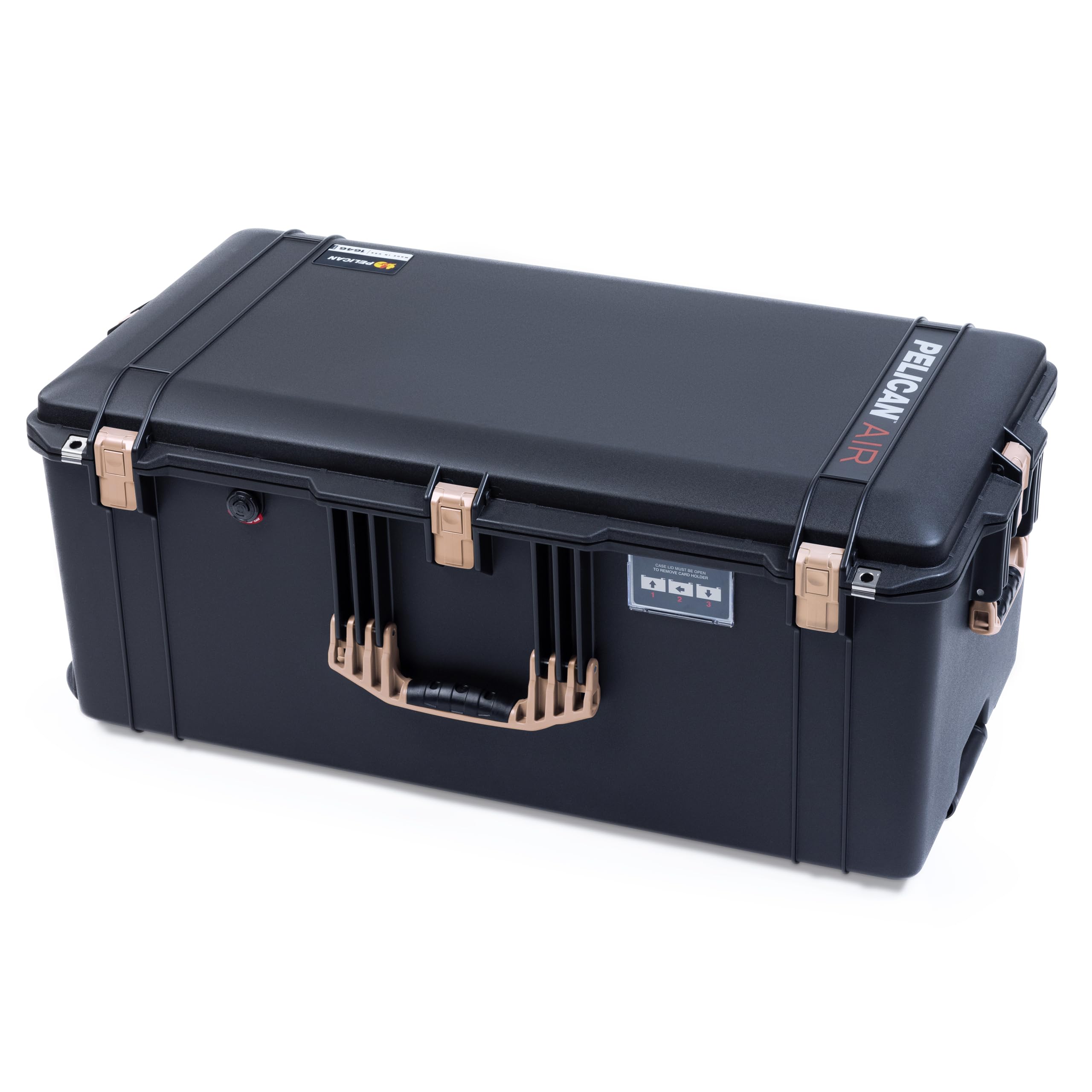Pelican Air 1646 Case by ColorCase - Black - Large Size Waterproof Case with Pick & Pluck Foam & Convoluted Lid Foam - Desert Tan Handles & Latches