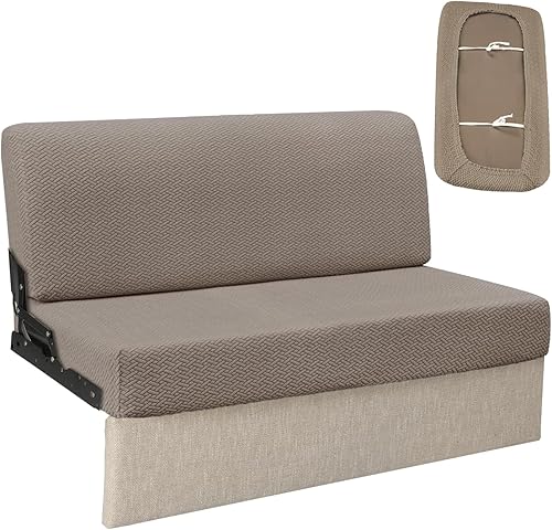 Miniatura 8 de Fundas de sofá de autocaravana para sofá cama - Fundas elásticas de respaldo y asiento de 2 piezas para sofás cama plegables Jackknife (gris)