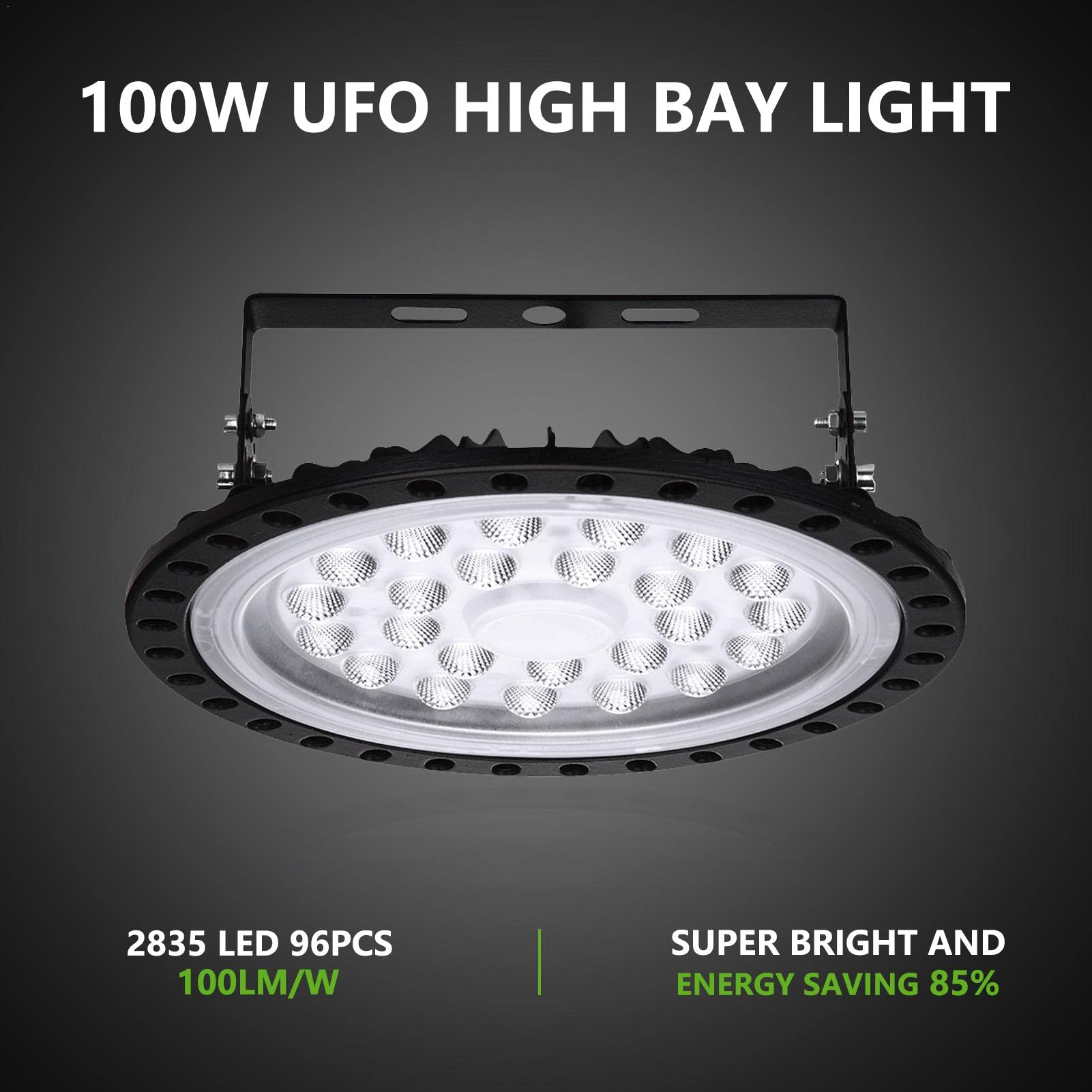 10 Stück LED UFO Industrielampe, 100W Hallenstrahler, 6500K Kaltweiß High Bay Licht, IP67 Wasserdicht Werkstattlampe für Fabrikhallen, Hallenstadion, Werkstätten