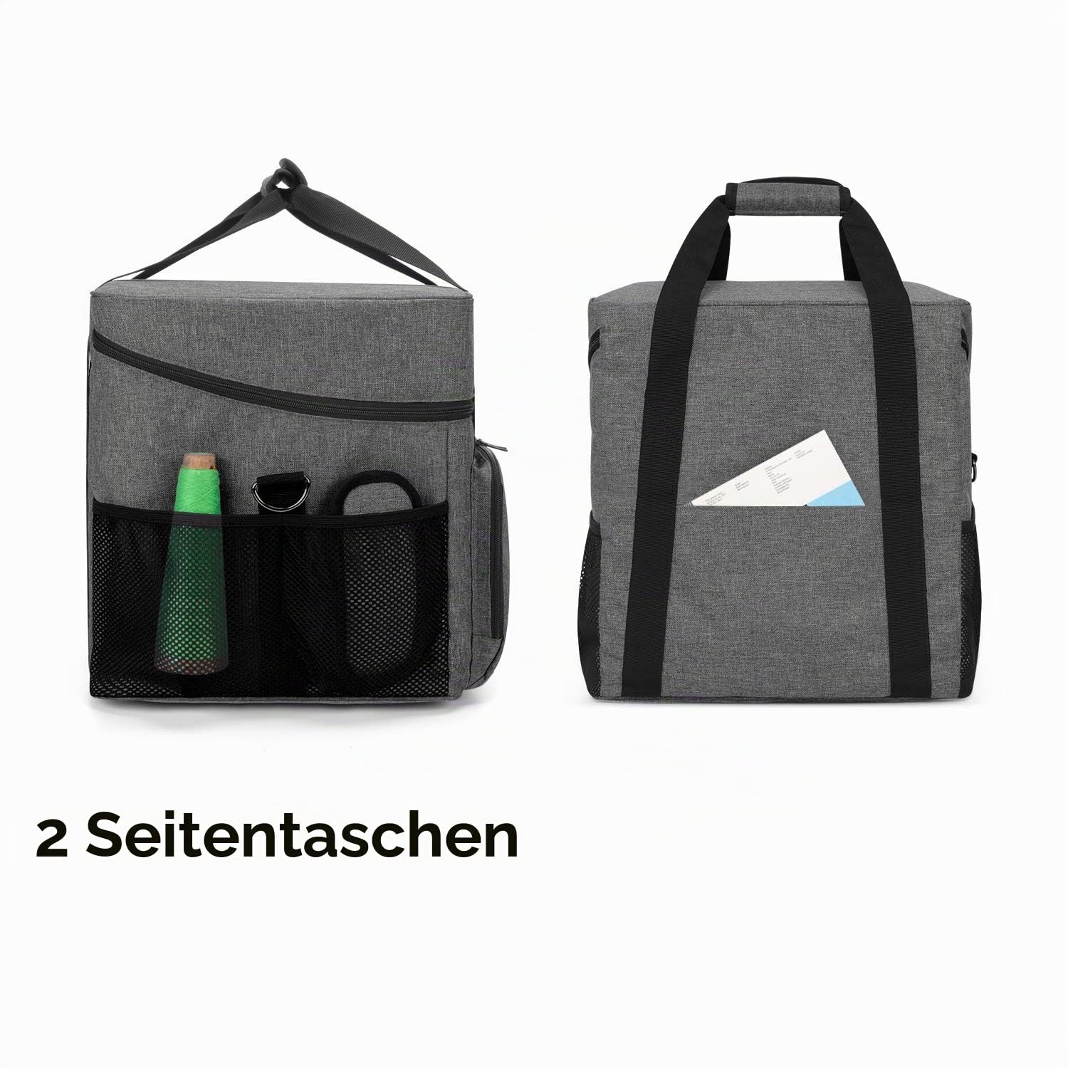 Luxja Overlock Tasche für Overlock Maschinen, Overlocktasche für Aufbewahrung Overlock-Nähmaschinen, Coverlocktasche für Transport Overlockmaschine und Zubehör, 33CM x 30,5CM x 34CM, Grau