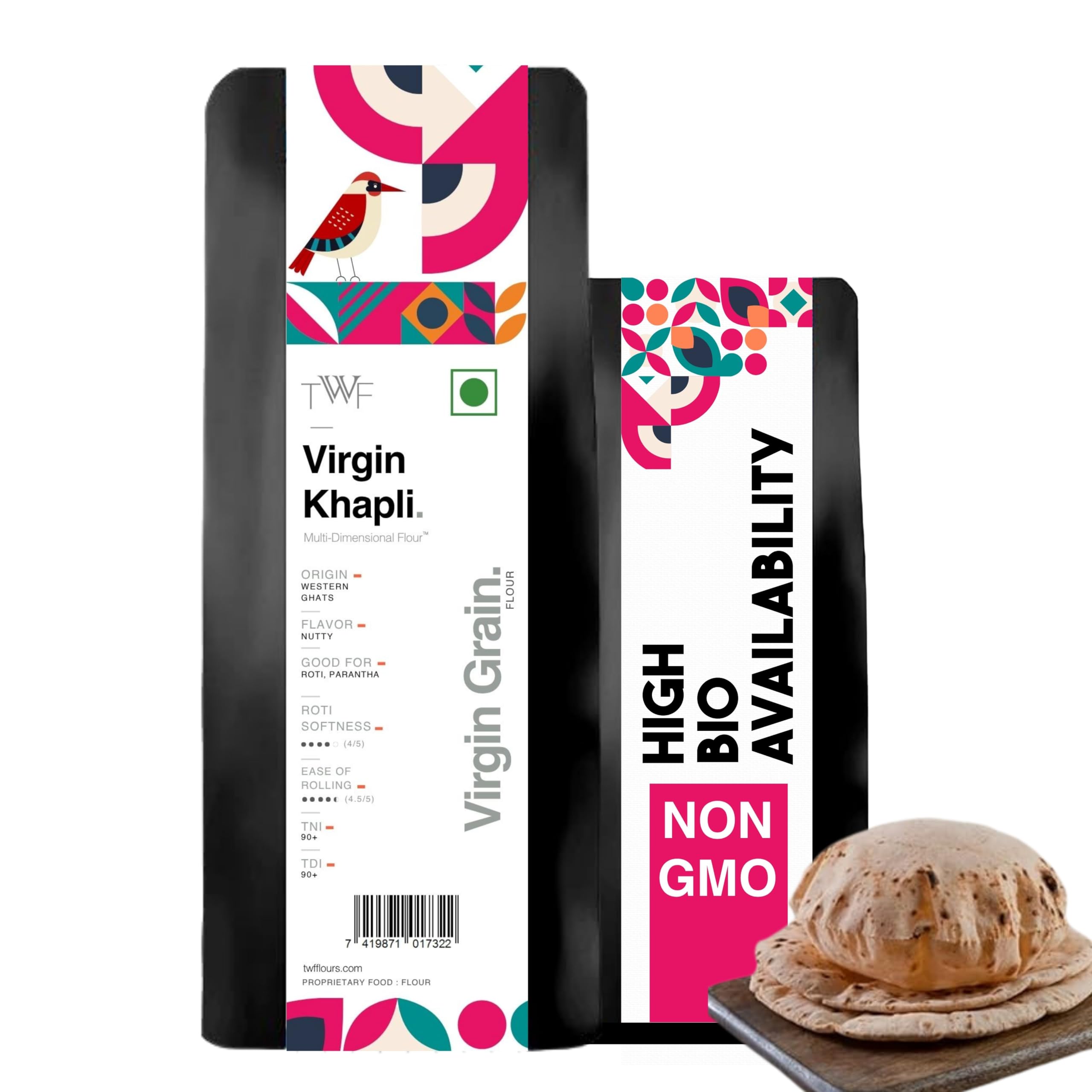 Virgin Khapli Wheat Flour | 1 Kg | High Protein & Fiber | Stone Ground | Low GI of 39 | Emmer Atta | Diabetic Friendly | Easy Digestion | No Blending - 100% Virgin Khapli Atta