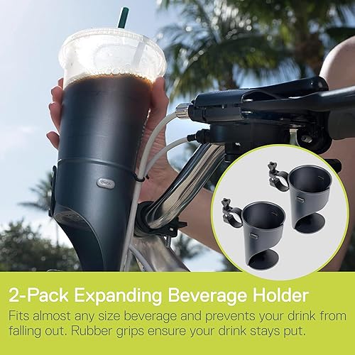 Miniatura 2 de Delta Cycle - Soporte para bebidas para bicicleta (paquete de 2) - Soporte universal expandible para manillar - Instalación sin herramientas