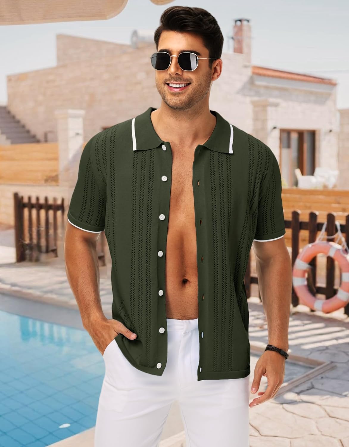 MAPICK Men's Linen Shirts Short Sleeve Button Down Casual Shirt Business Dress Clothing Beach Fashion Summer Tops - Image 4