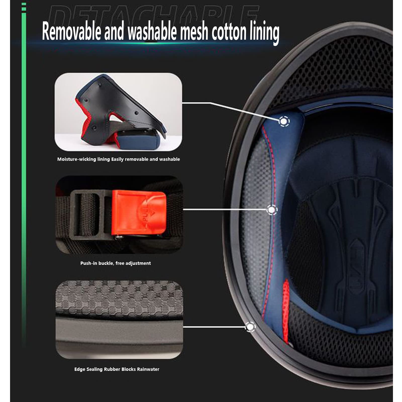 Casco de Motocicleta Personalizado para Adultos, Casco de Casco de Moto de Cara Completa Apropiadas con Casco de Motocicleta Todoterreno Aprobado para Todas Las Estaciones (54-64 cm)