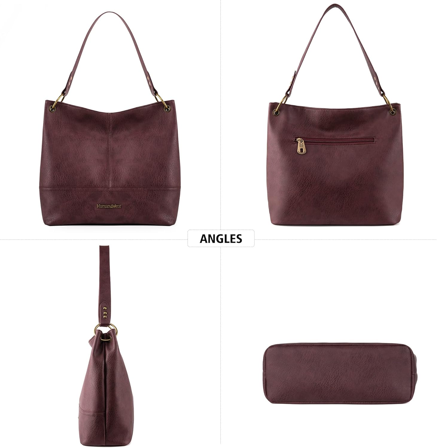 Montana West Hobo Bag for Ladies Shoulder Handbags with Back Pocket | Purses, with Zipper, Purses, with Zipper - Image 4