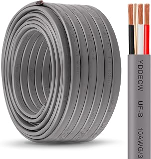 10/3 UF-B Wire - 75FT 100% Pure Copper 10AWG 3 Connector Direct Burial Electrical Cable 10 Gauge for Underground Feeder Wet or Corrosive Locations Indoor & Outdoor etc
