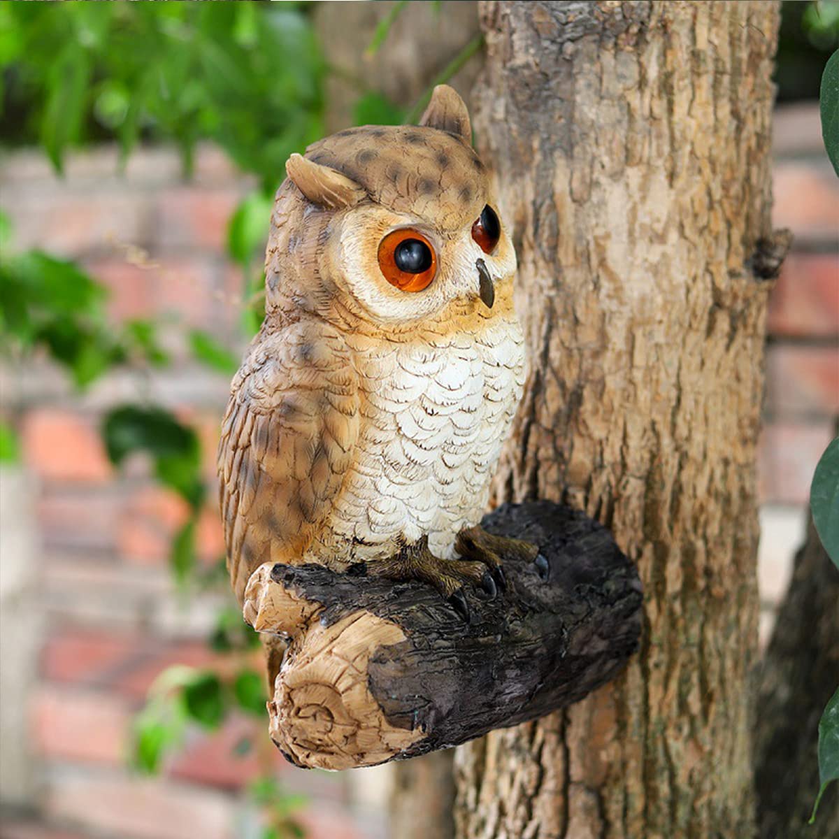 Ornamenti da Giardino, Gufo Finto per Esterni, Scultura in Resina per Alberi Peeker Yard Art, Ornamenti per Decorazioni per Esterni per Giardino Domestico Decorazioni Artigianali Fai-da-Te N