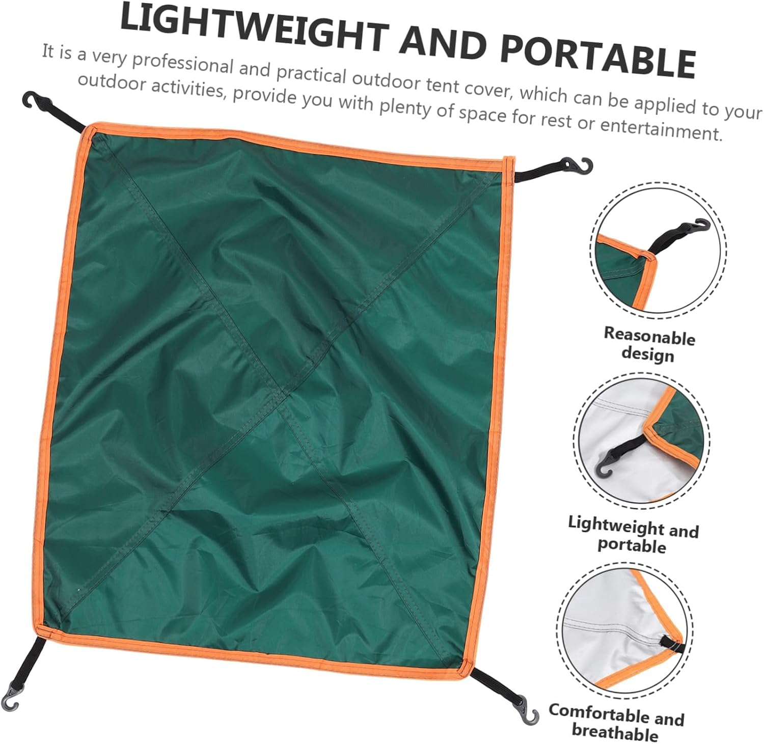 Reusable Military Green Tent Rain Sun Shelter with Hooks Outdoor Camping Accessory for Hiking Picnic