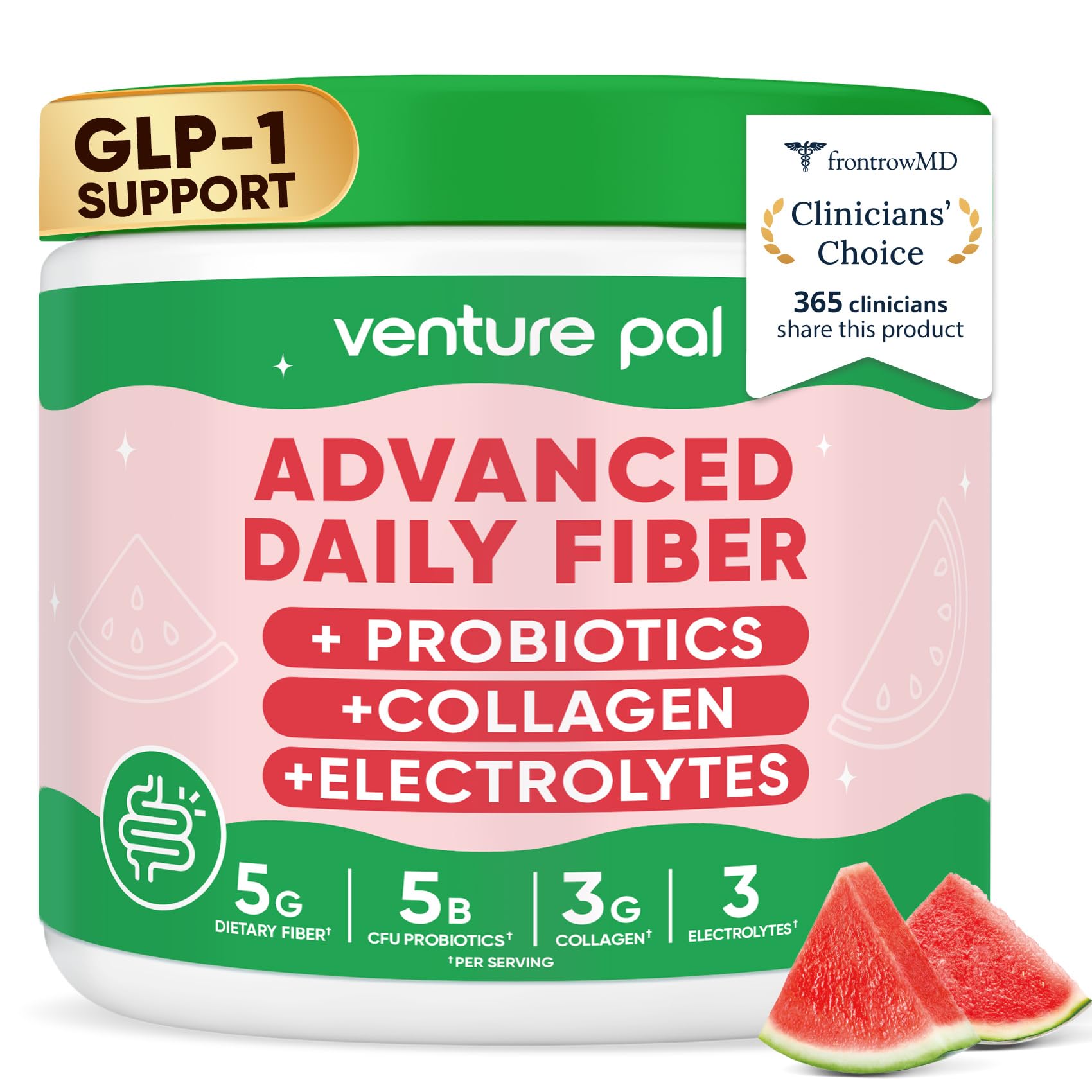 6-in-1 Advanced Daily Prebiotic Fiber Supplement Powder 7.8 Ounce (Pack of 1) V3-watermelon