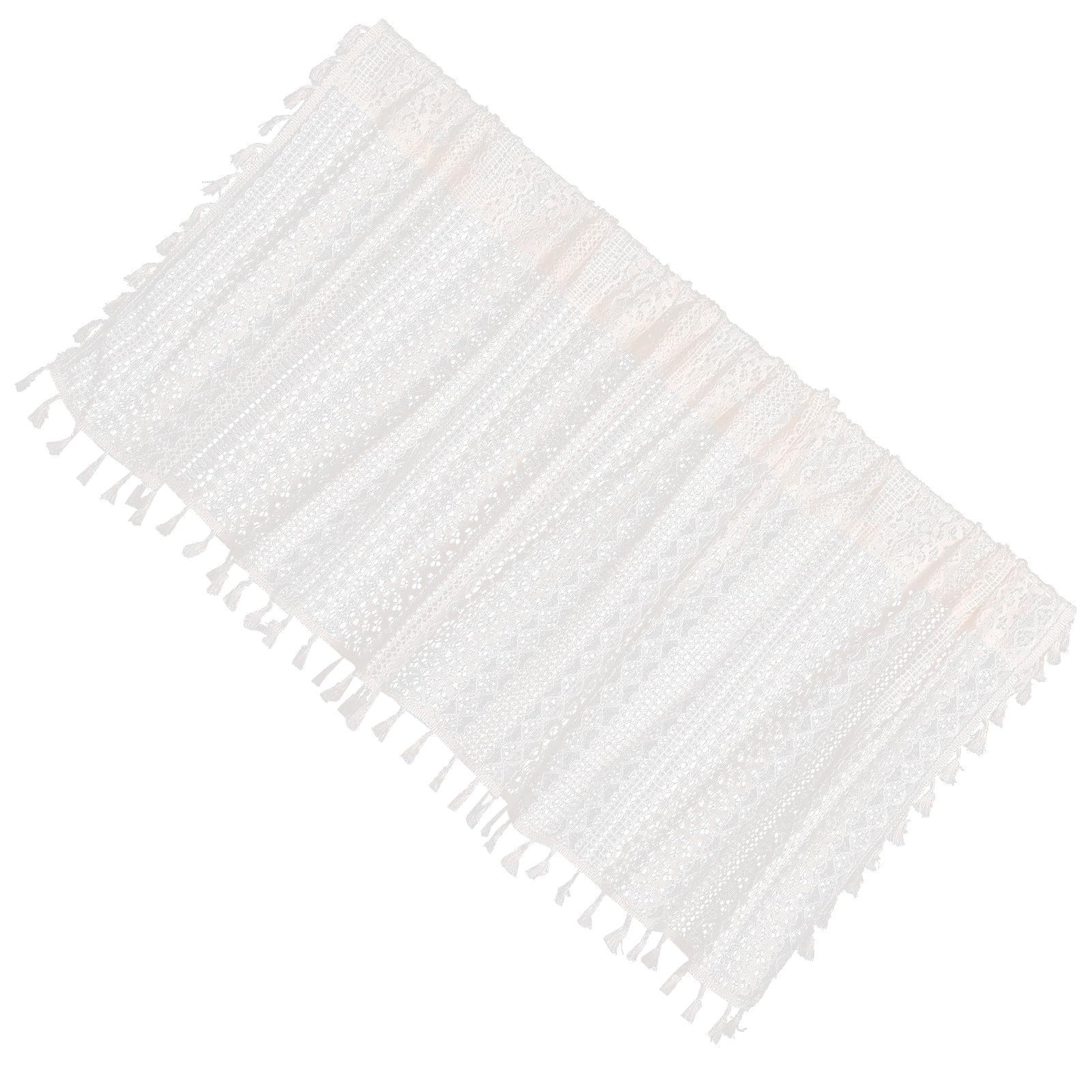Visillos decorativos de encaje y cortinas cortas con borlas para ventanas de cocina o baño