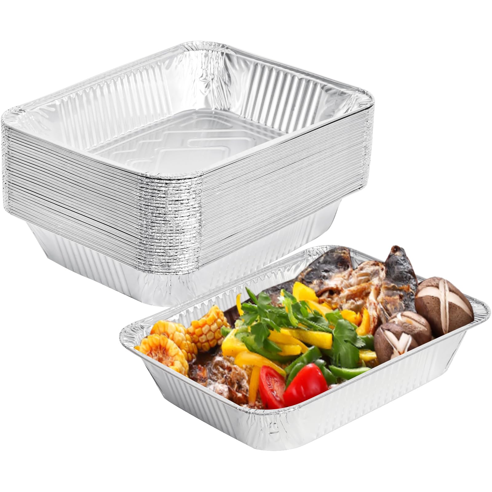 GladValue Aluminum Foil Pans 9x13 Disposable Baking Pans 30 Pack Heavy Duty Half Size Tin Foil Trays for Steam Table, Roasting, Cooking, Heating, Freezing Food