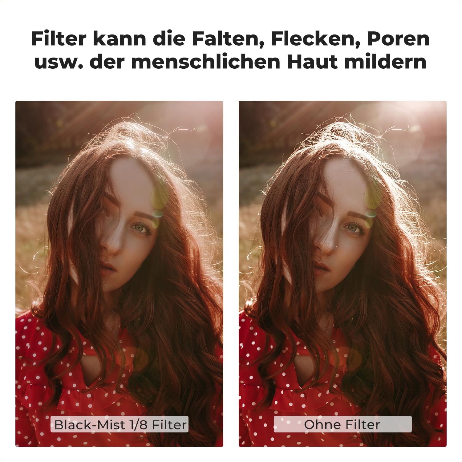 K&F CONCEPT Black-Mist 1/8 Filter 82mm aus Optischem Glas Mit 24-lagiger Nano-Beschichtung für Videoaufnahmen/Portraitfotografie (Nano-Dazzle)