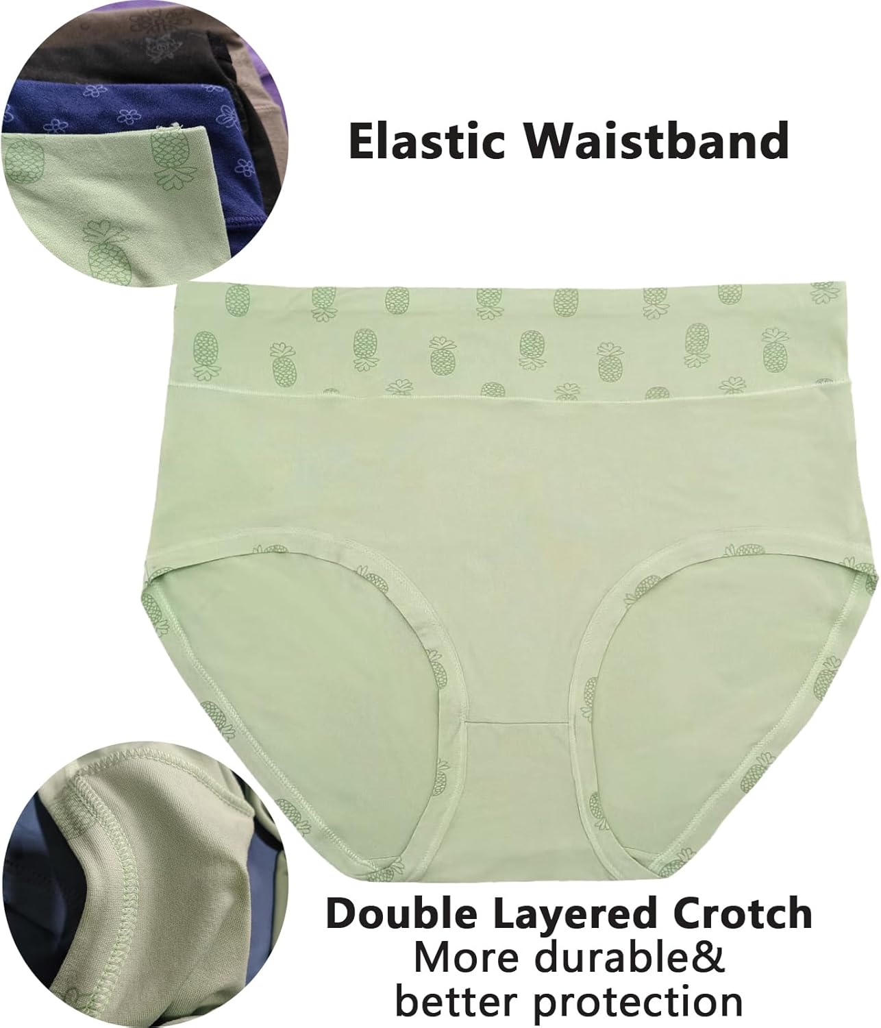 Womens Underwear XL-5XL Plus Size Mid High Waisted Ladies Briefs 6 Pack Full Coverage Panties Undies for Woman - Image 5