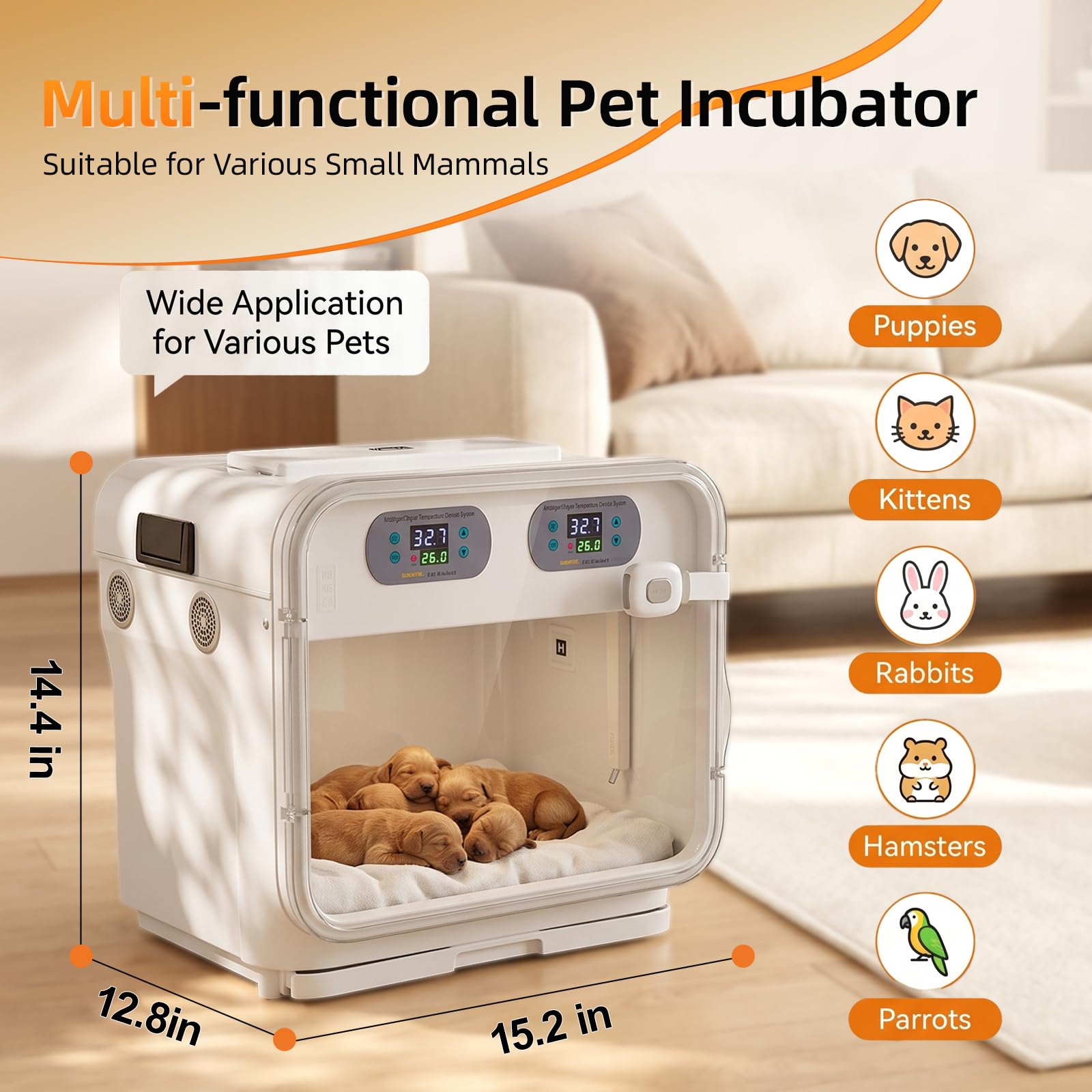 Incubatrice intelligente per cuccioli a temperatura costante, incubatrice per cuccioli appena nati, gattini, piccoli mammiferi e uccelli