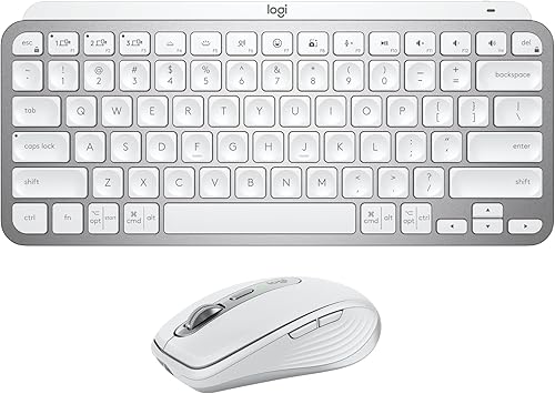 Logitech MX Keys Mini teclado + mouse inalámbrico MX Anywhere 3S - Escritura fluida, teclas retroiluminadas, desplazamiento rápido, USB-C,