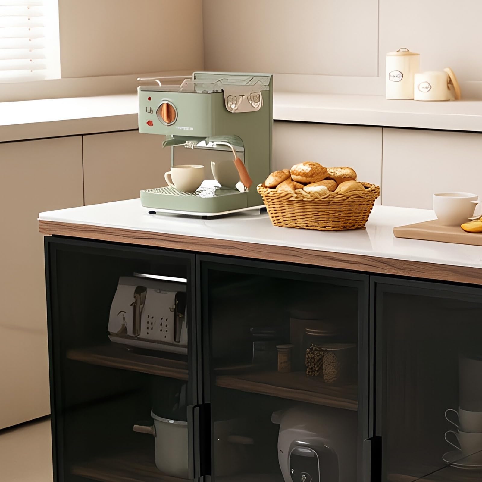 Zf9tBw5sH Unità cucina ad isola Isola cucina con ruote ante, ripiani portaoggetti, serratura e piano di lavoro