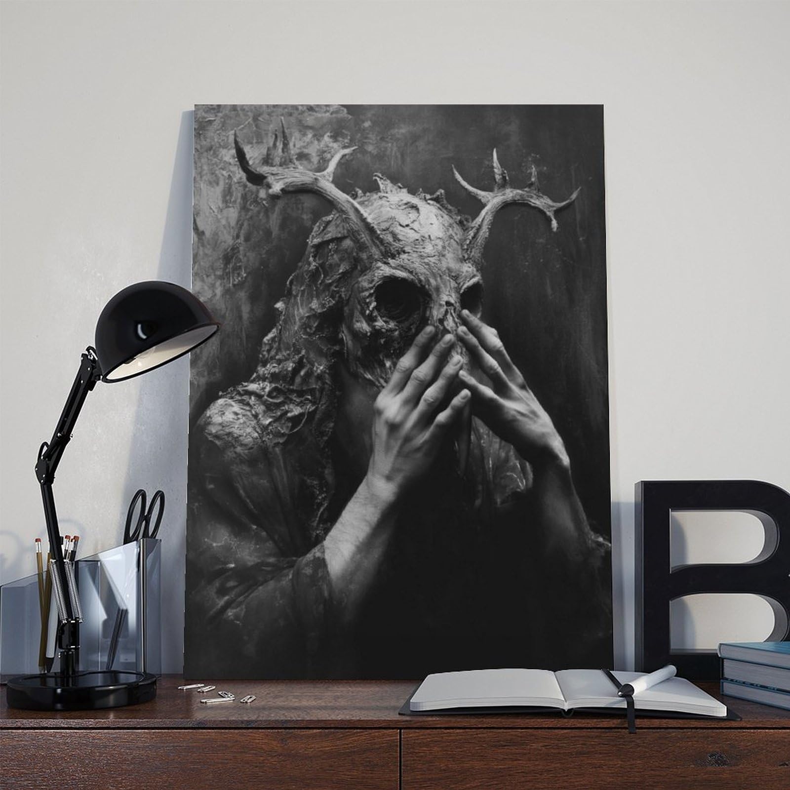 WJWART Haunting - Póster de lienzo de terror para decoración de dormitorio, decoración de paisaje, regalo de 60 x 90 cm