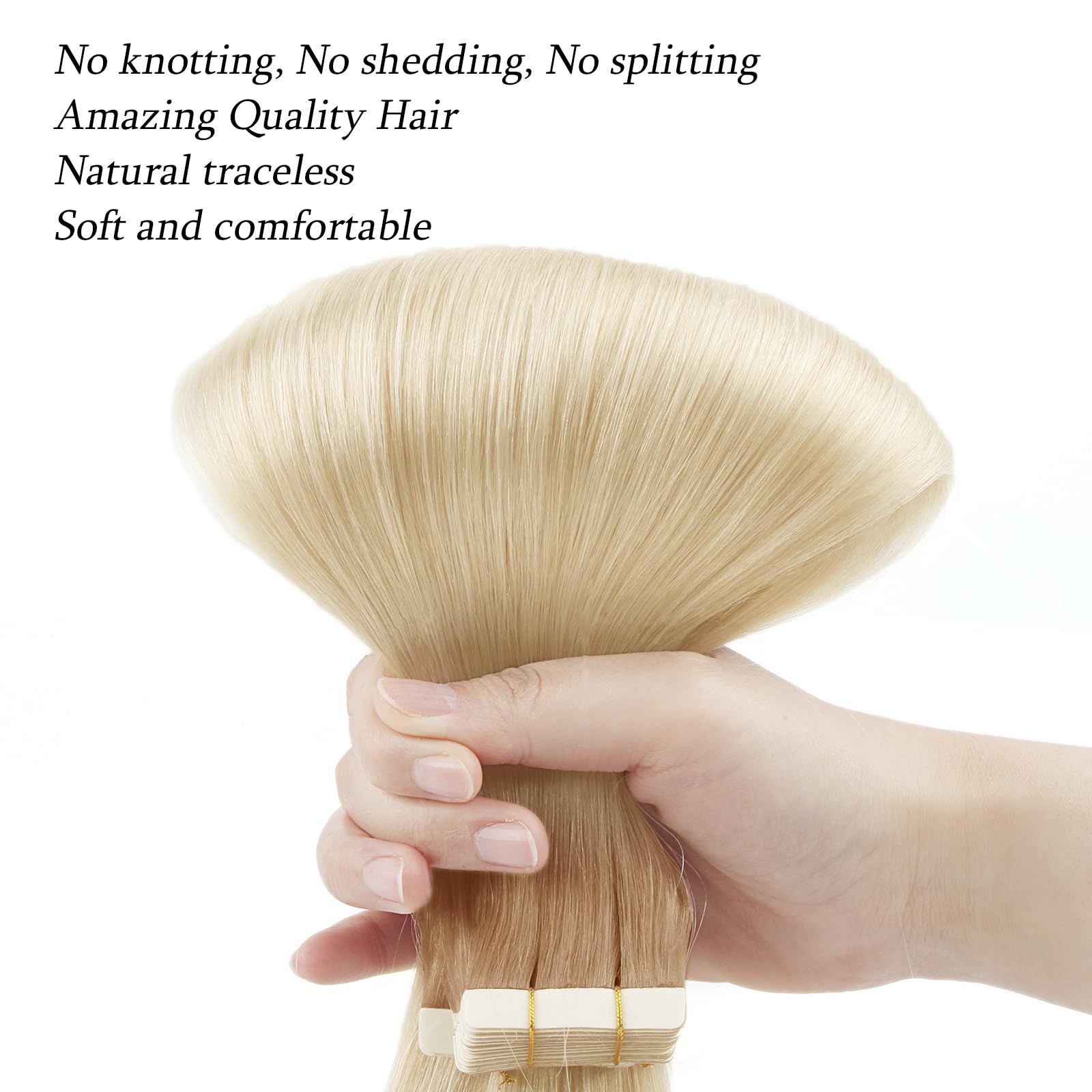 ABH AMAZINGBEAUTY HAIR Rooted Tape in Hair Extensions, Remy Human Hair, 20 Pieces 50 Grams - Image 2