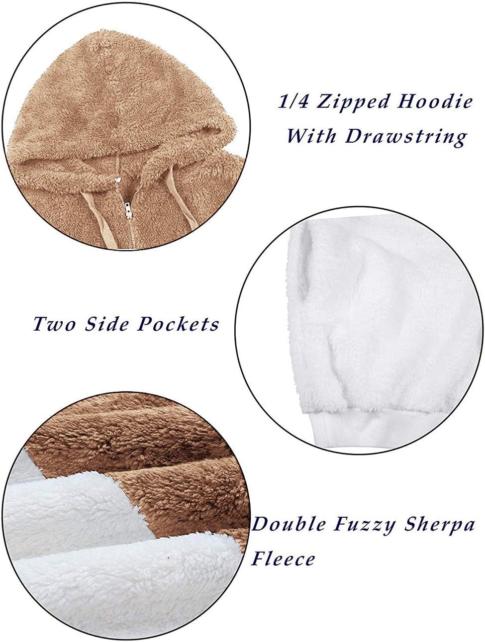 Women Casual Double Fuzzy Sweatshirt Faux Fleece Zip Pullover Hoodies Coat Outwear S-XXL - Image 6